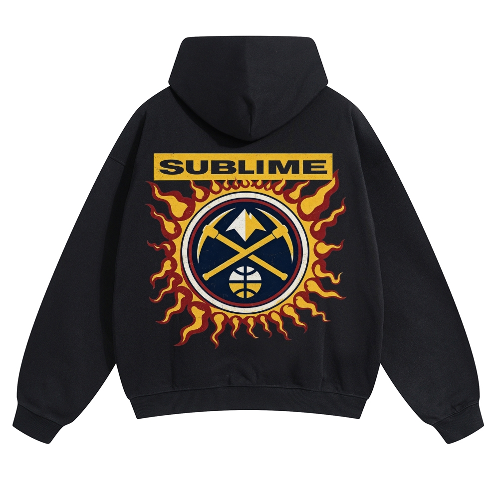 Minimal Chest Co-brand Text Burning Emblem Back Hoodie