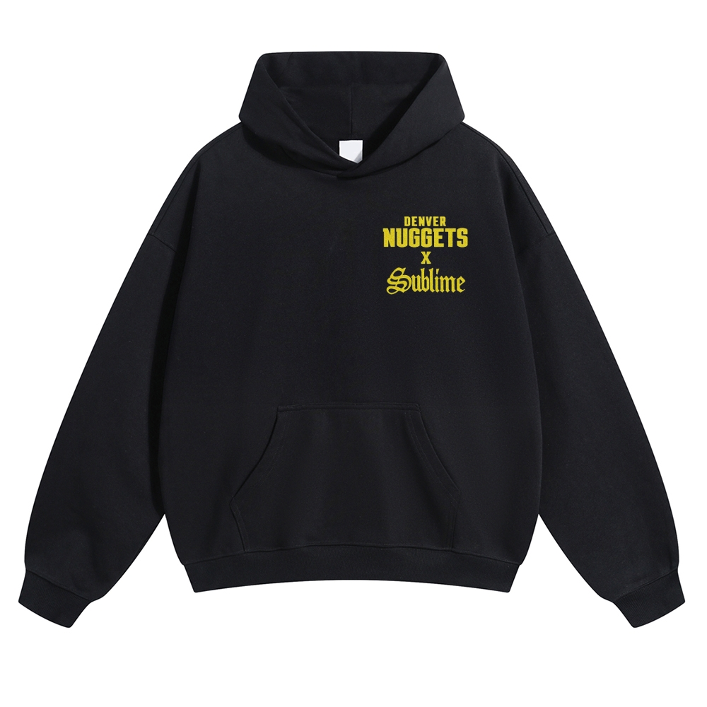 Minimal Chest Co-brand Text Burning Emblem Back Hoodie