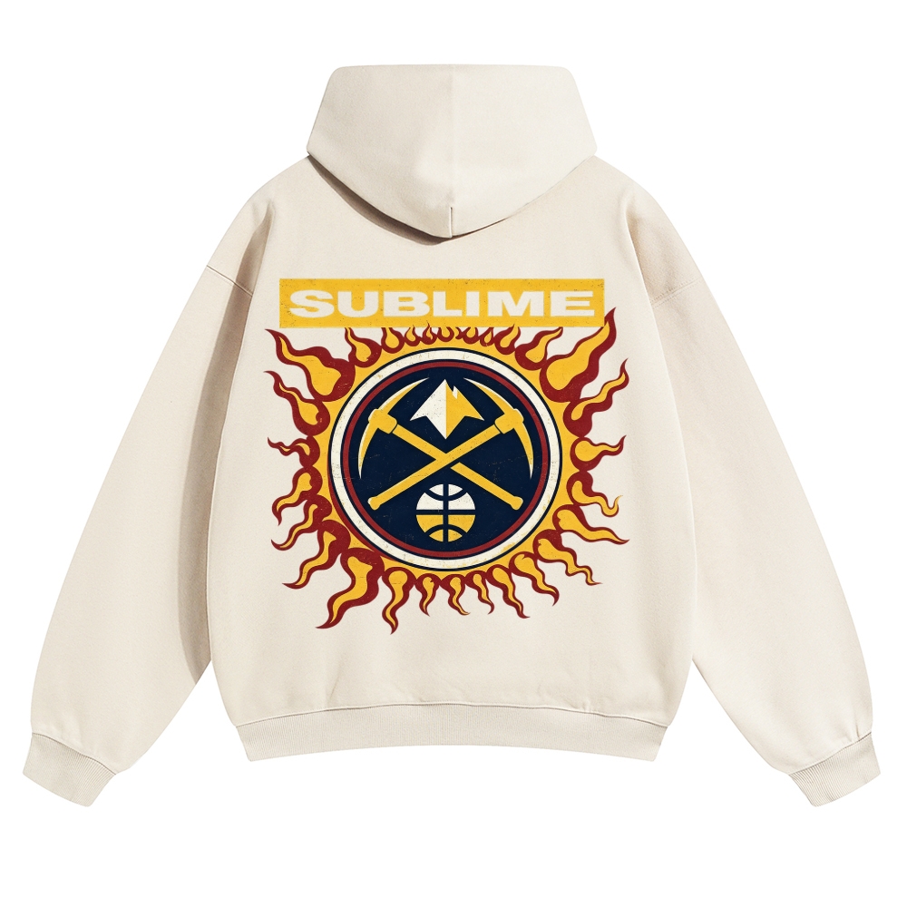 Minimal Chest Co-brand Text Burning Emblem Back Hoodie