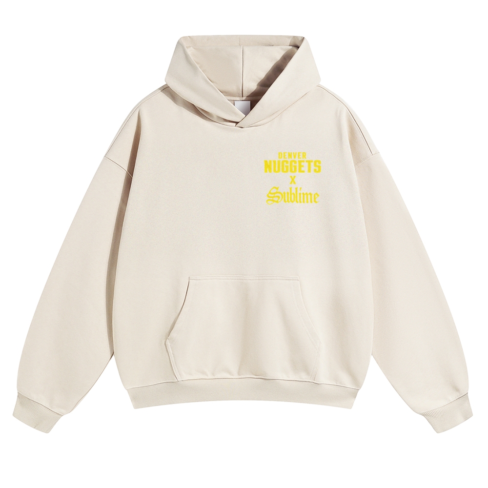 Minimal Chest Co-brand Text Burning Emblem Back Hoodie