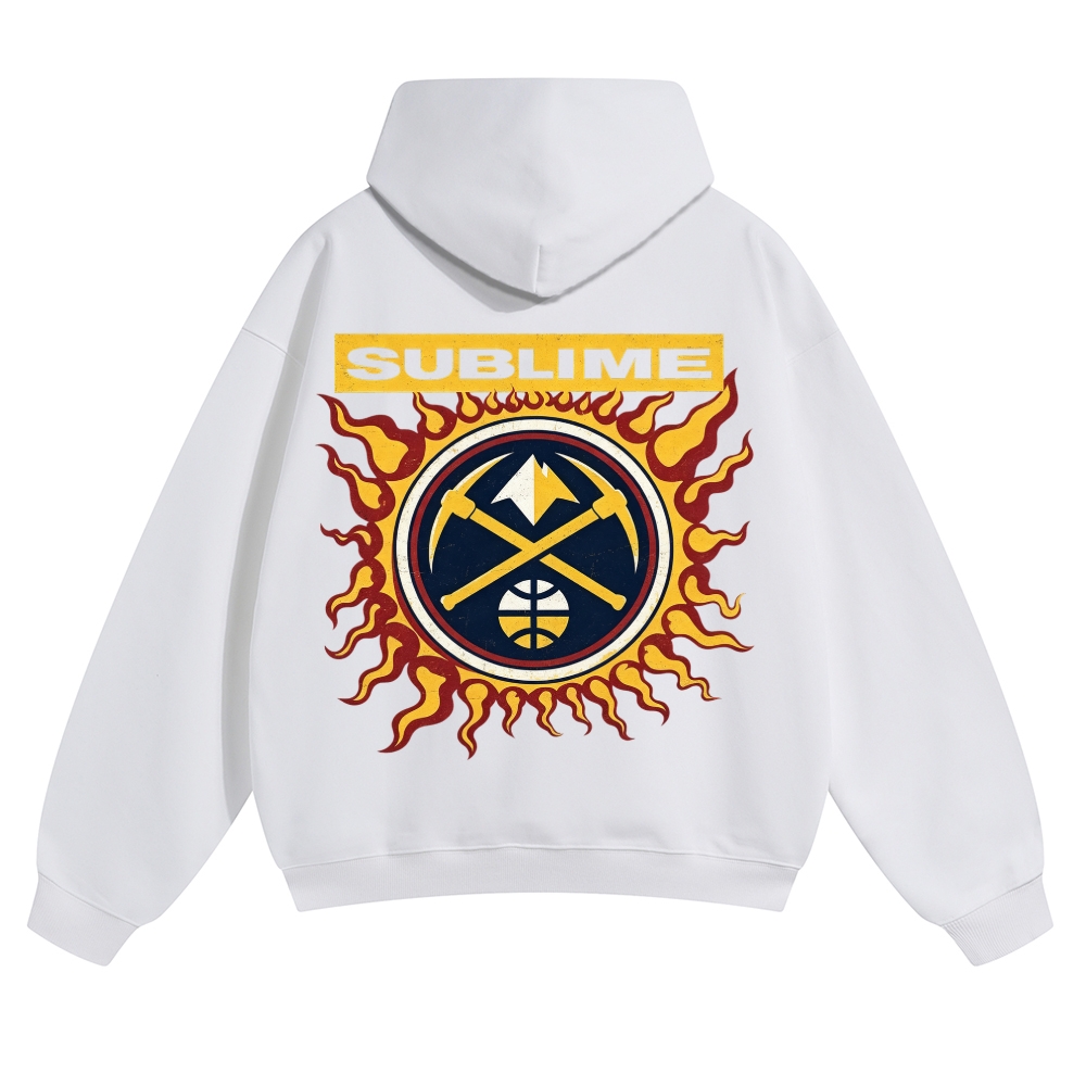 Minimal Chest Co-brand Text Burning Emblem Back Hoodie