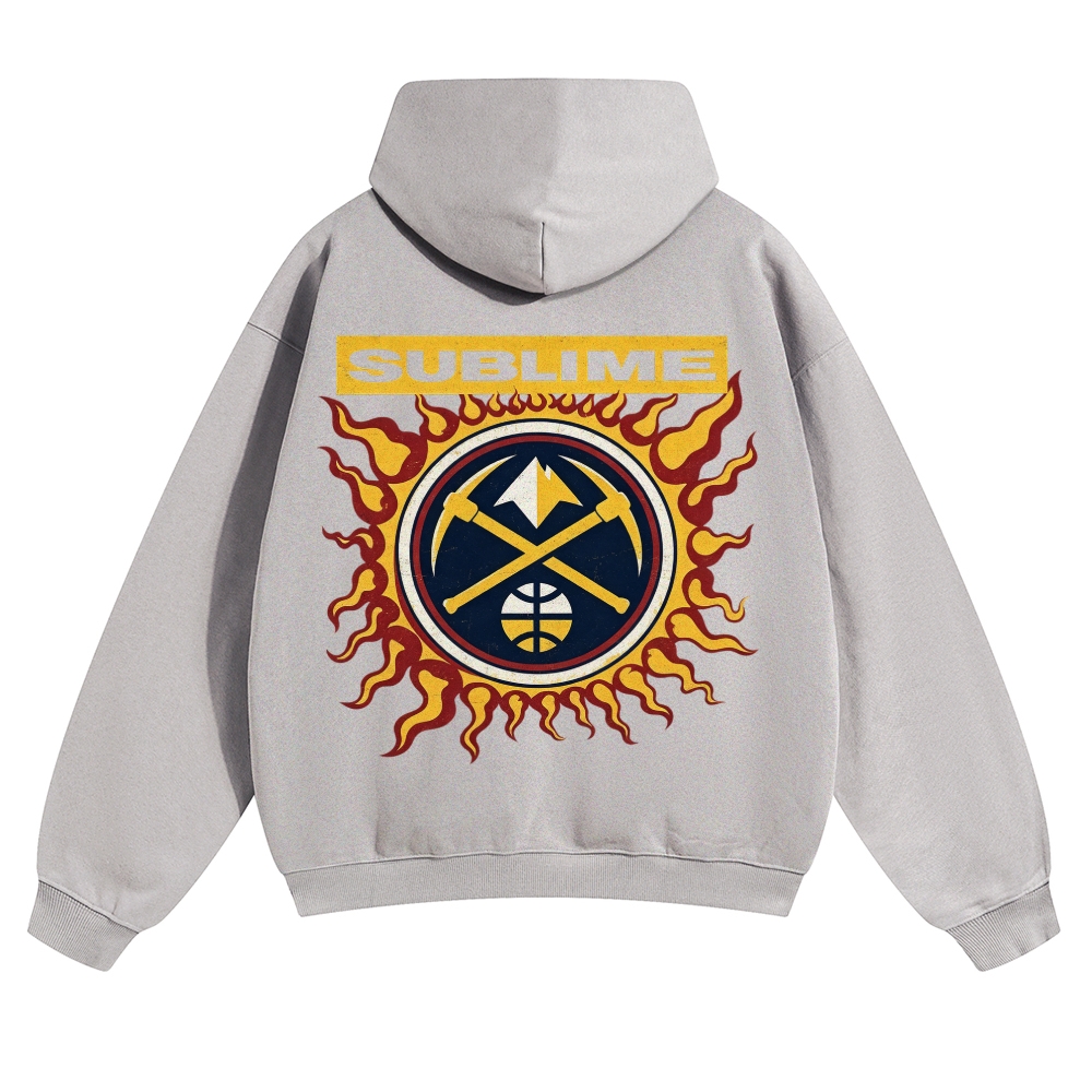 Minimal Chest Co-brand Text Burning Emblem Back Hoodie