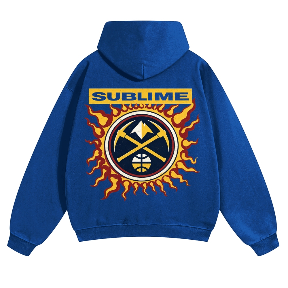 Minimal Chest Co-brand Text Burning Emblem Back Hoodie