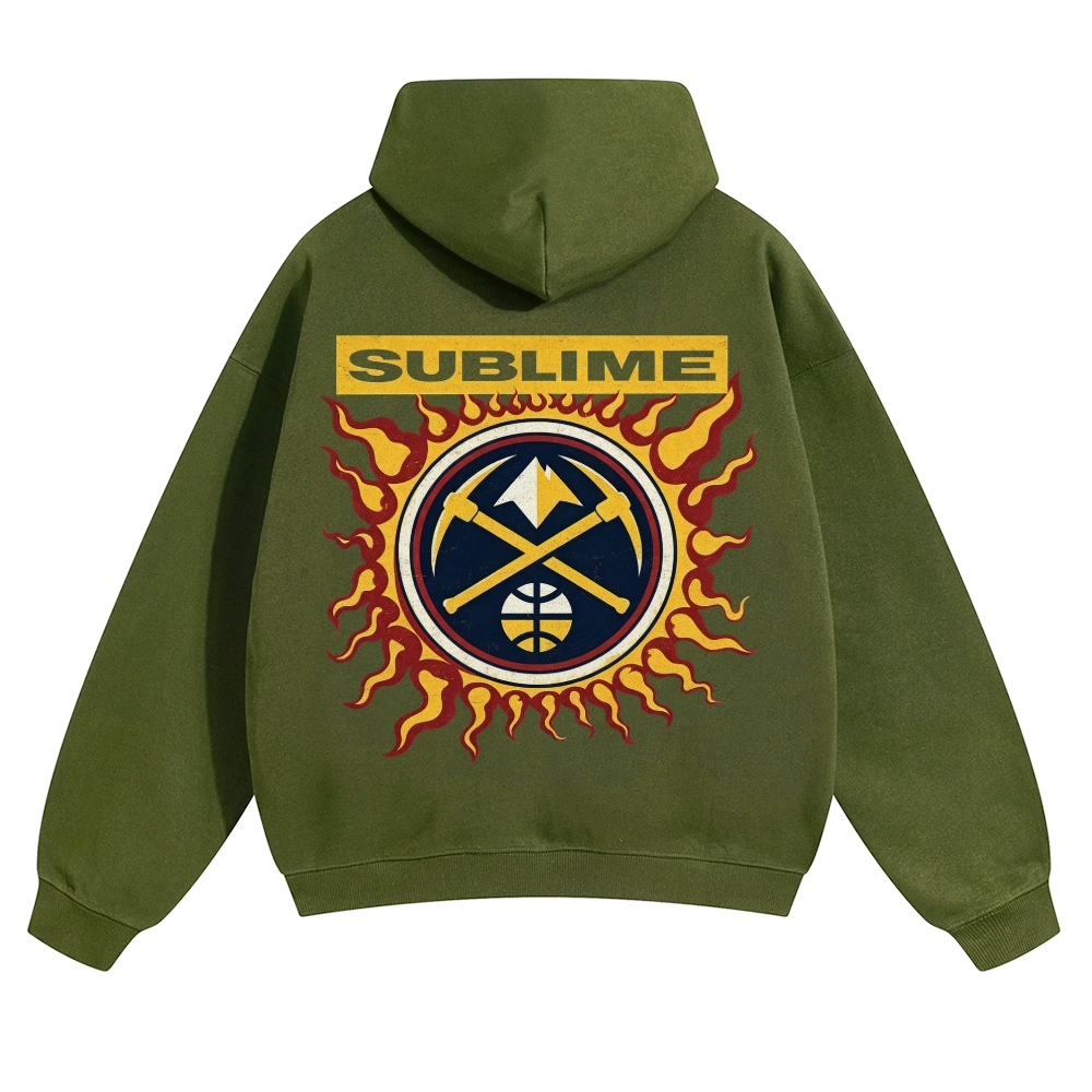 Minimal Chest Co-brand Text Burning Emblem Back Hoodie