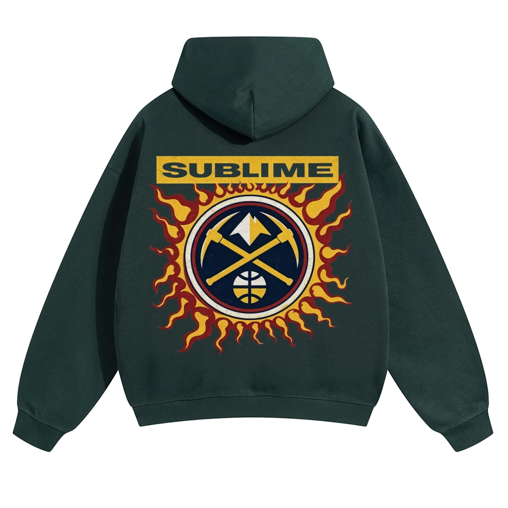 Minimal Chest Co-brand Text Burning Emblem Back Hoodie