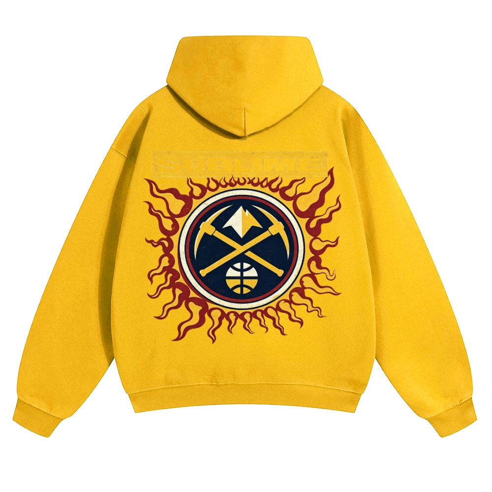 Minimal Chest Co-brand Text Burning Emblem Back Hoodie
