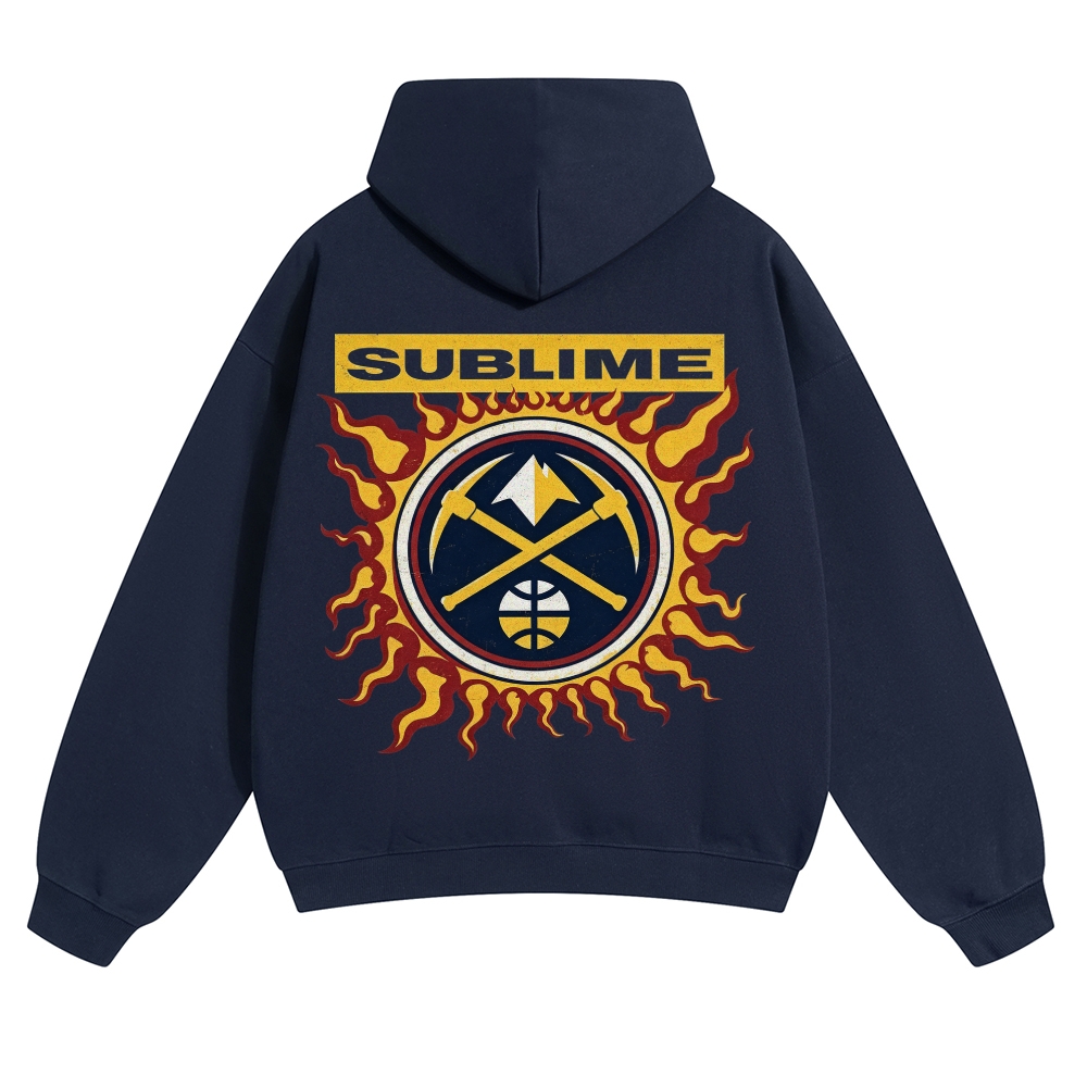 Minimal Chest Co-brand Text Burning Emblem Back Hoodie