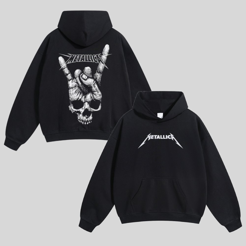 Metallica Rock On Skull Hand Graphic Hoodie