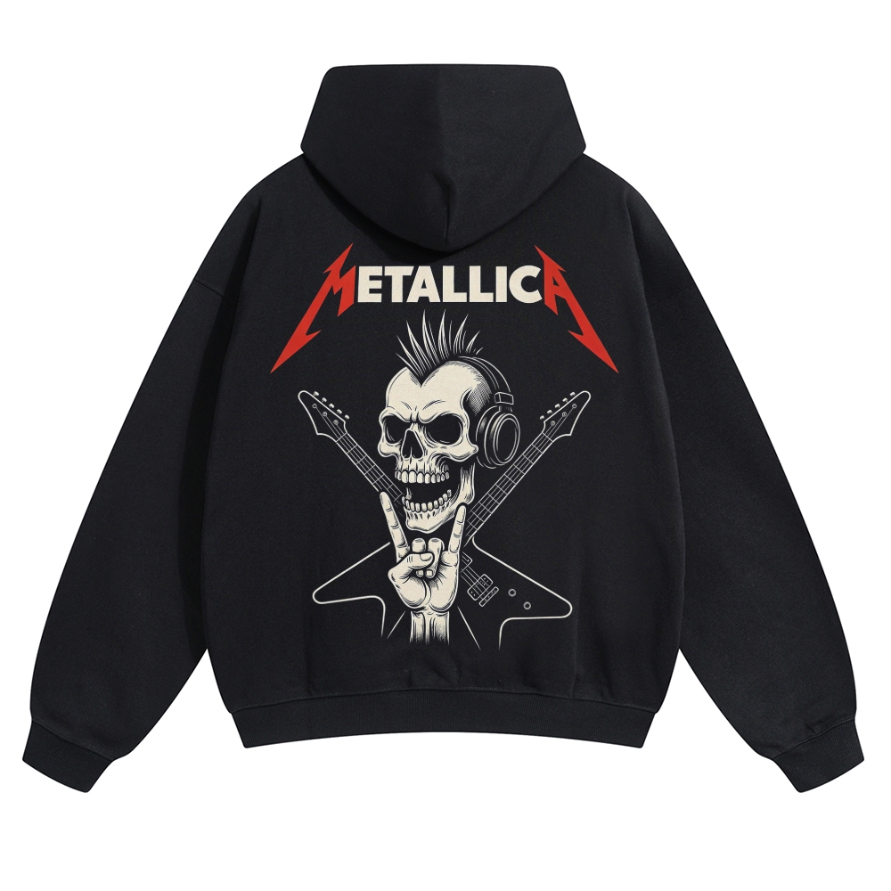 Metallica Mohawk Skull Cross Guitar Hoodie