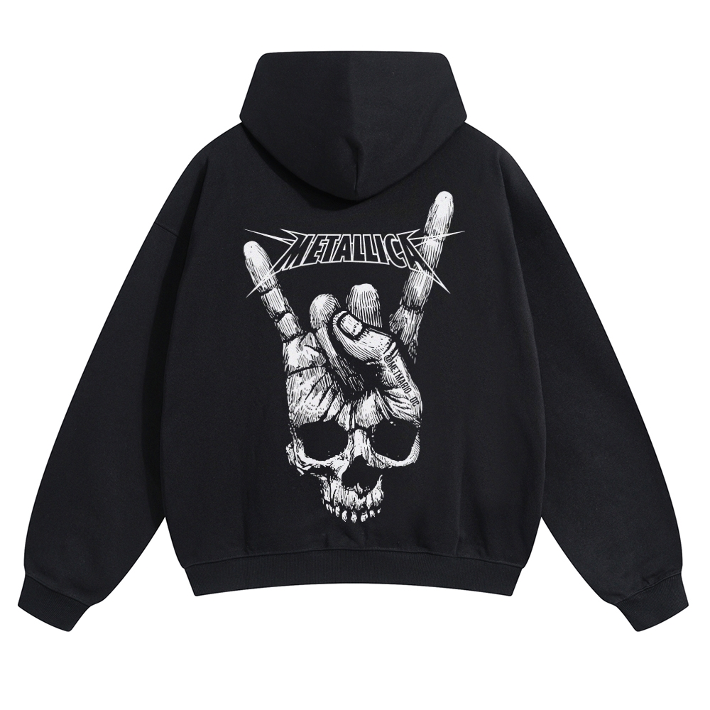 Metallica Rock On Skull Hand Graphic Hoodie