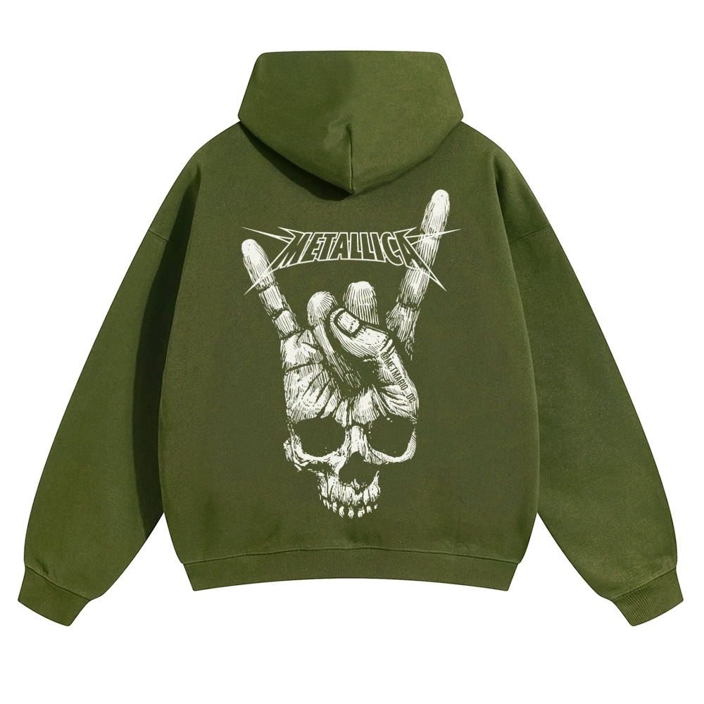 Metallica Rock On Skull Hand Graphic Hoodie