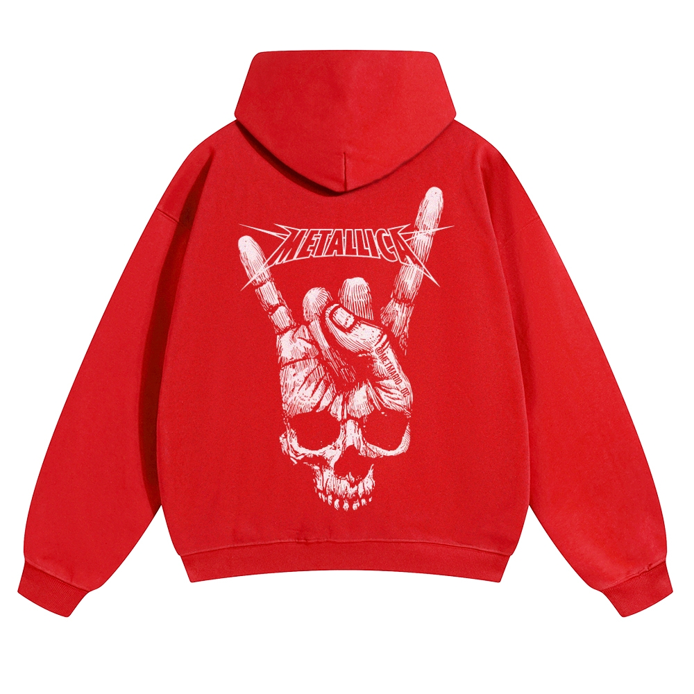 Metallica Rock On Skull Hand Graphic Hoodie