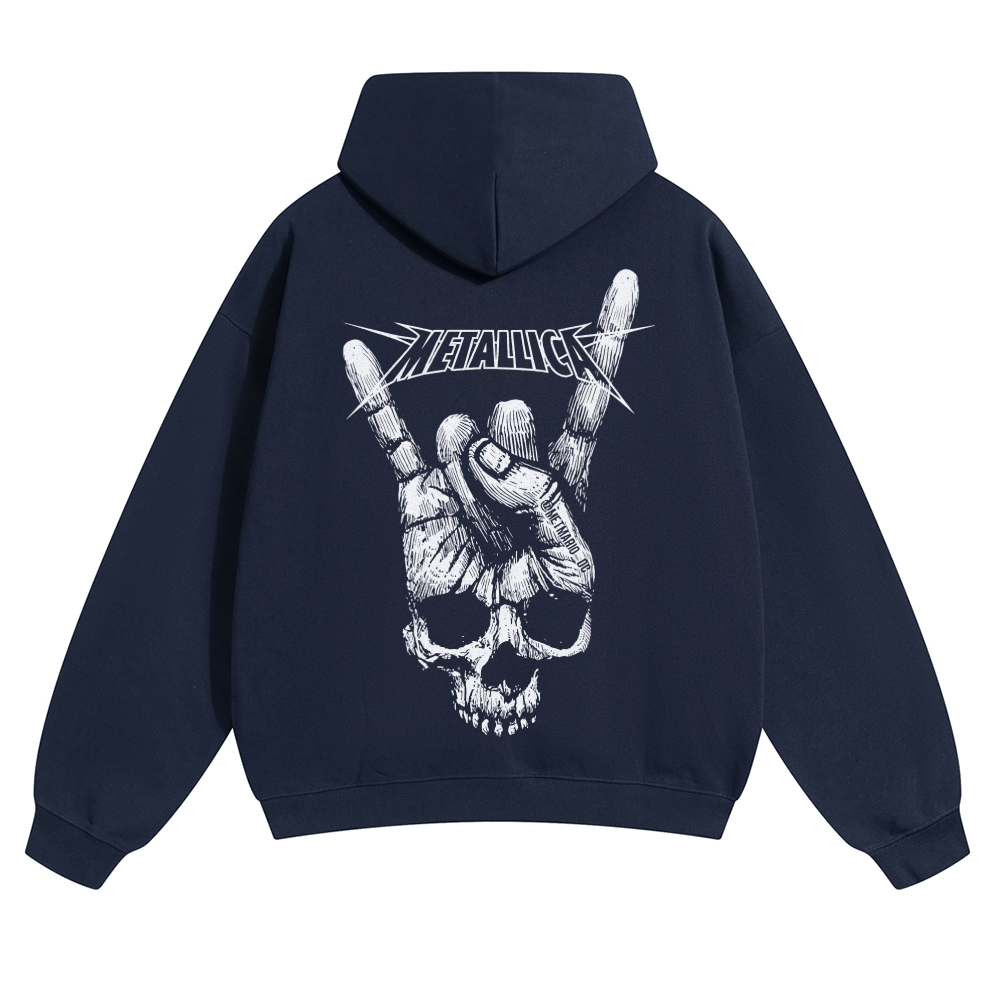 Metallica Rock On Skull Hand Graphic Hoodie