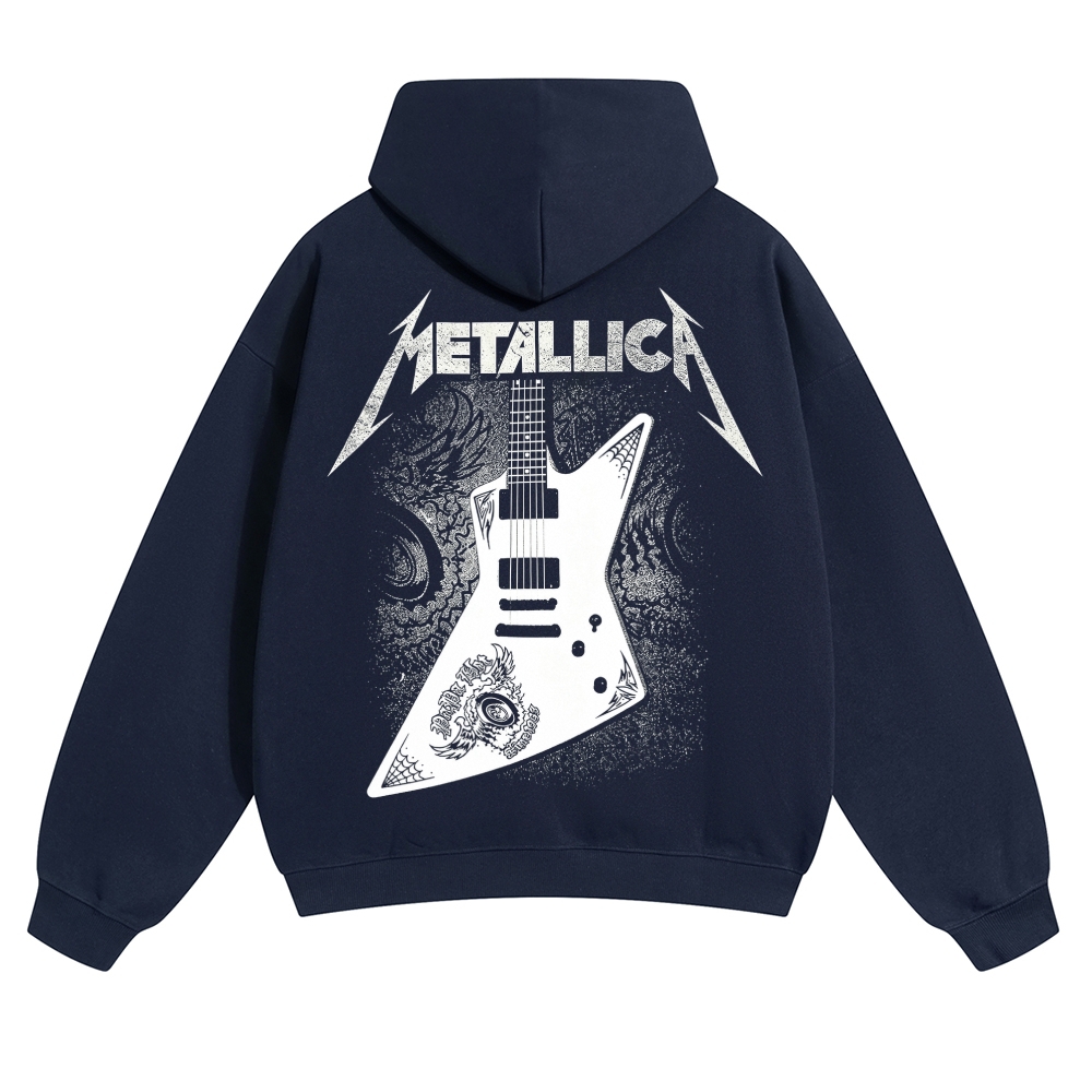 White Explorer Guitar Distressed Hoodie