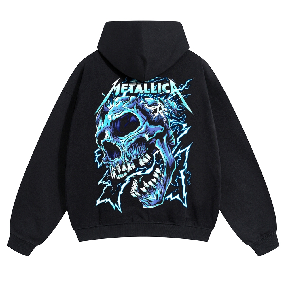 Blue Lightning Skull Horror Hoodie