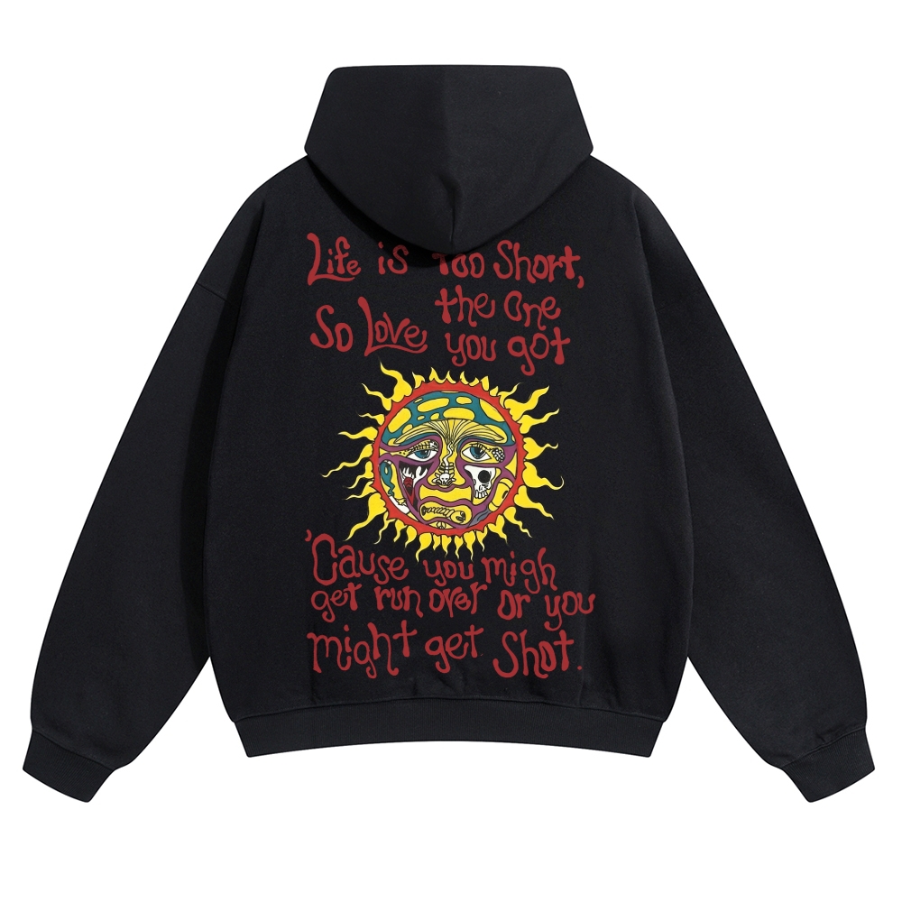 Vintage Sun Lyric Print Hoodie