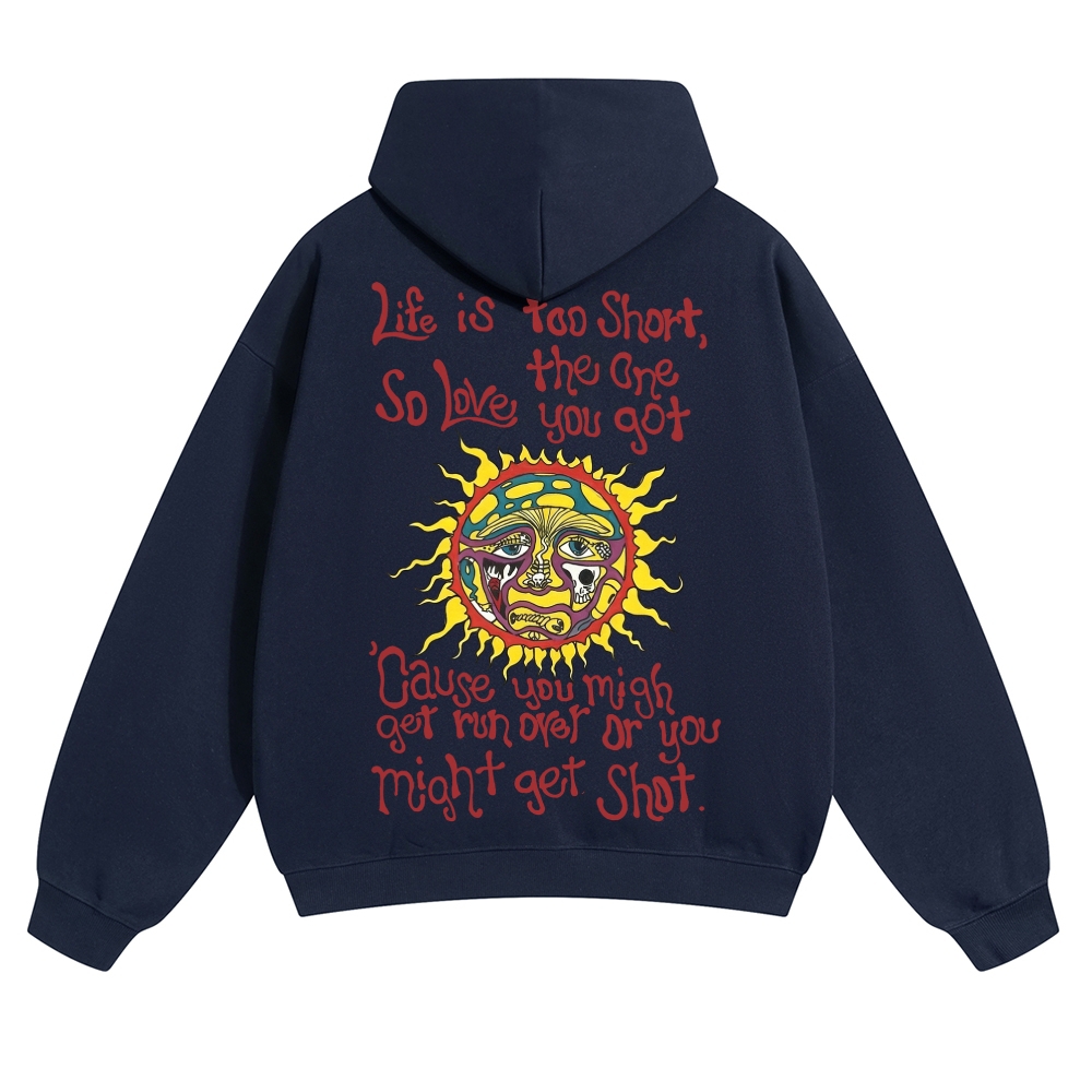 Vintage Sun Lyric Print Hoodie