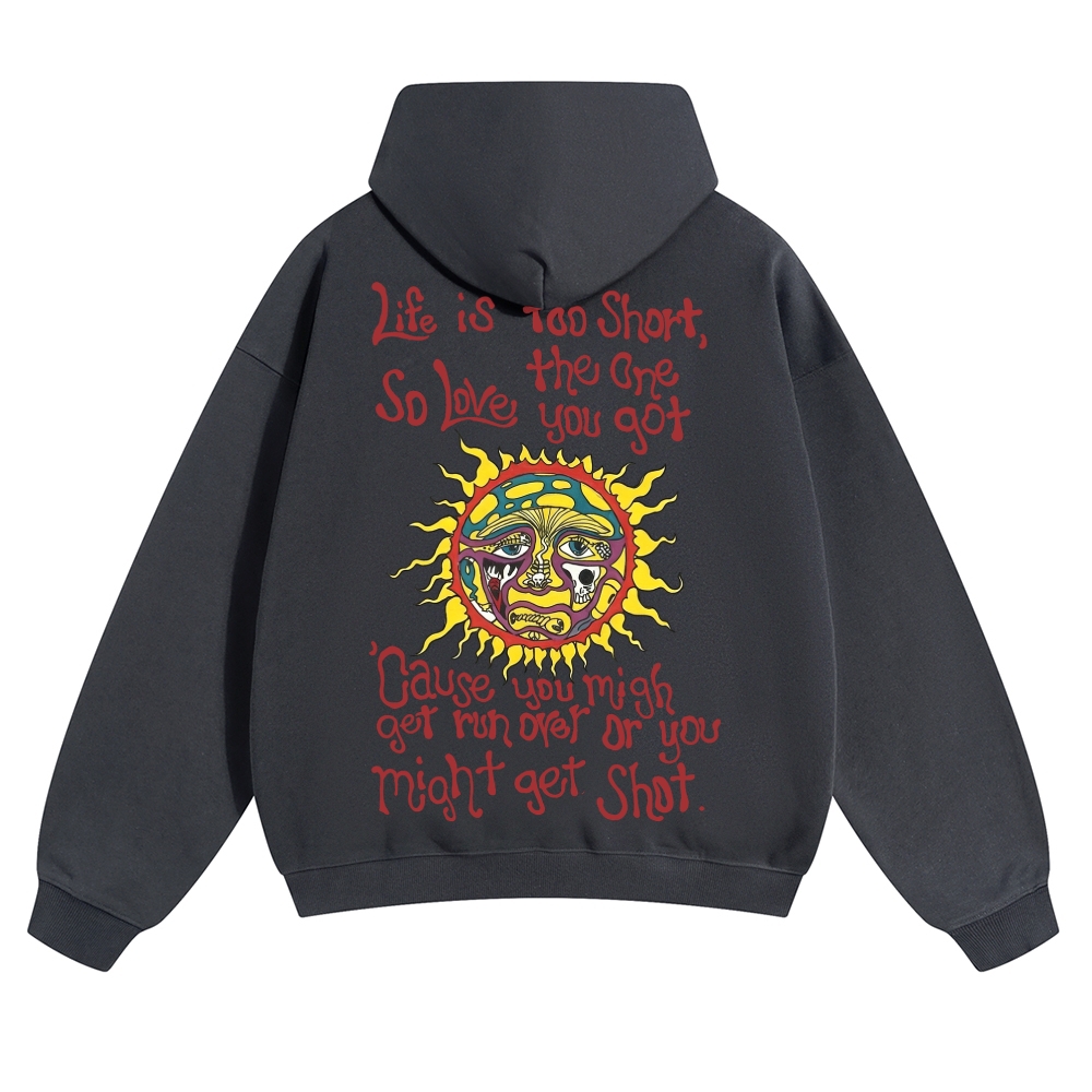 Vintage Sun Lyric Print Hoodie