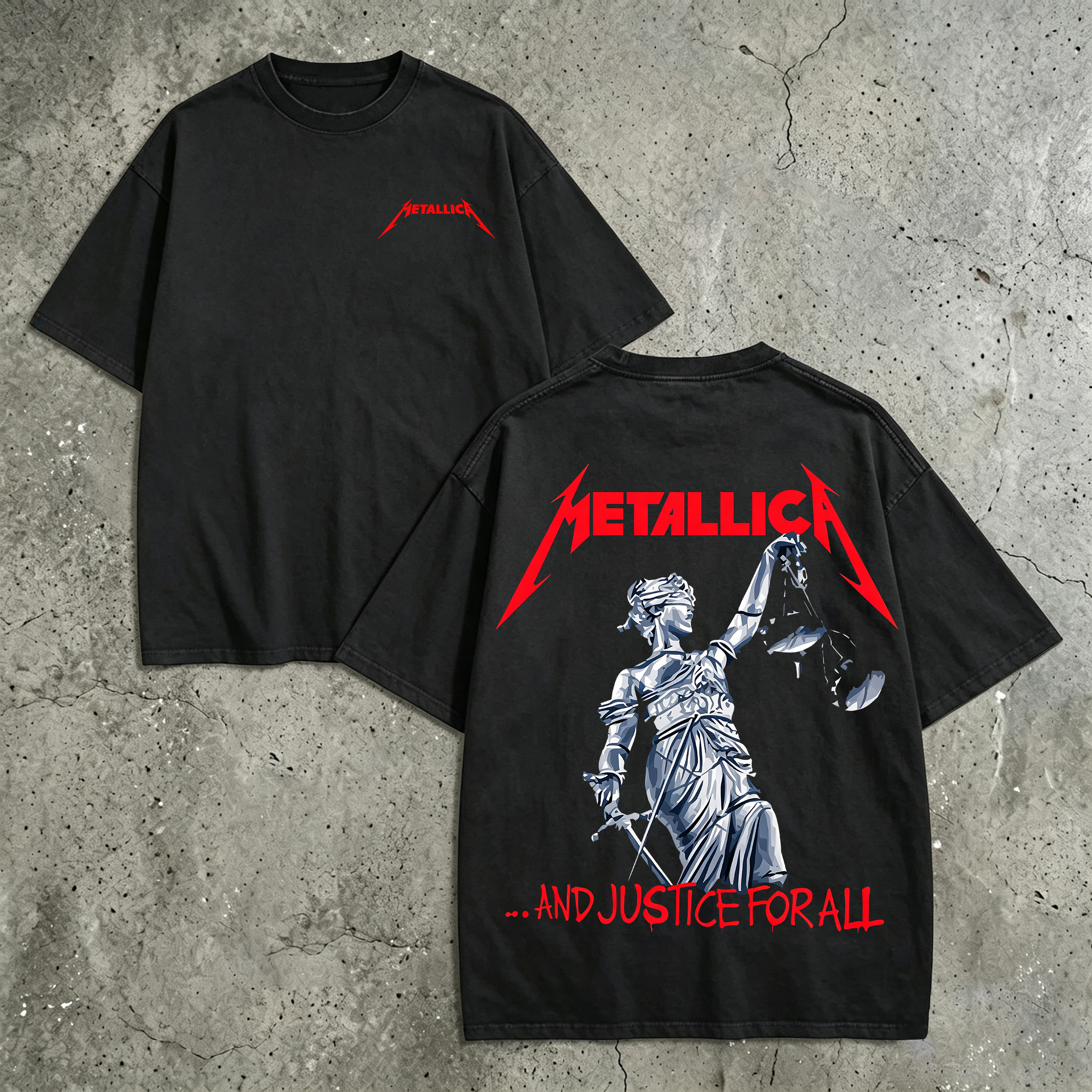 Metallica And Justice For All Red Lady Justice Tee