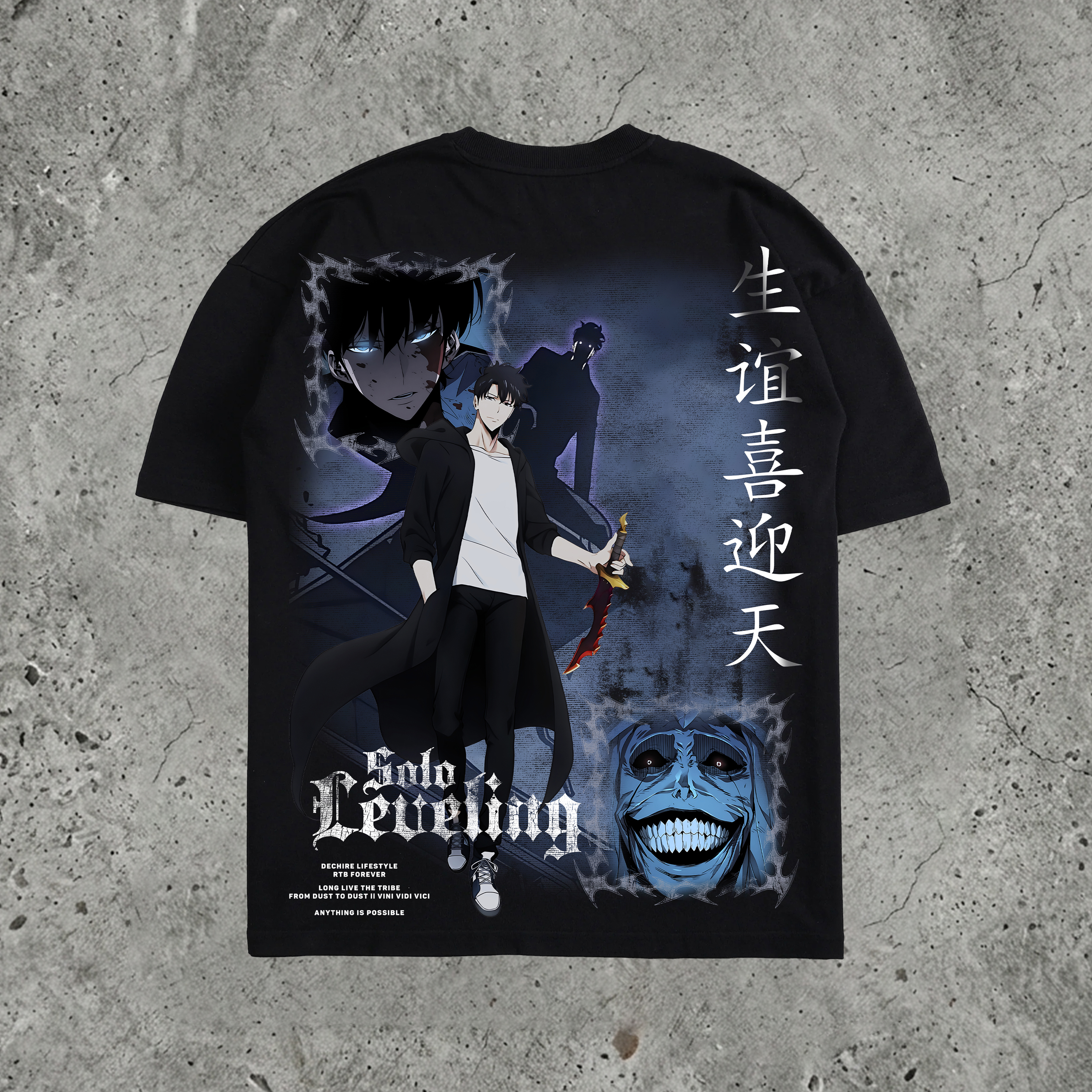 Shadow Hunter Dark Anime Graphic Pure Cotton  Oversized Tee