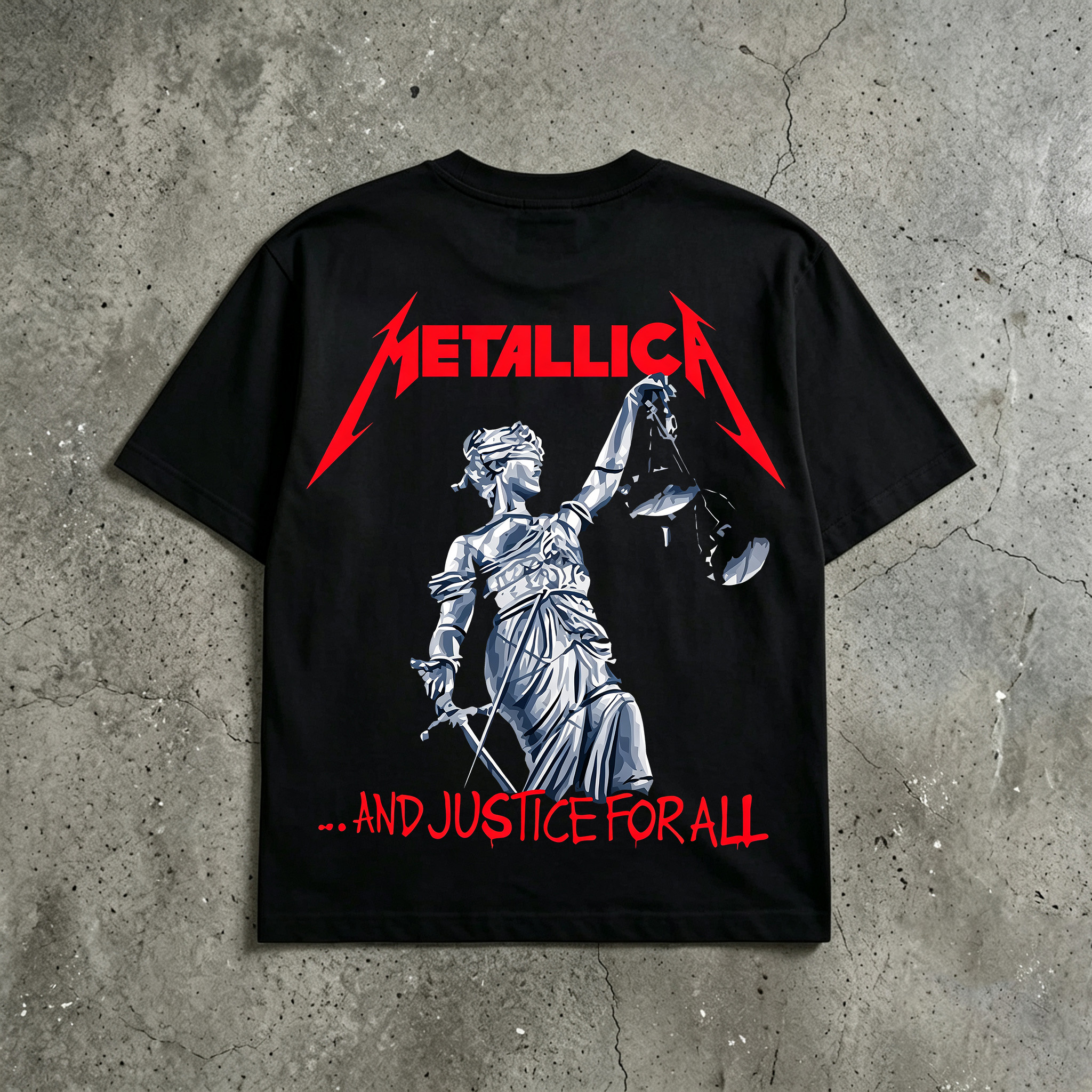 Metallica And Justice For All Red Lady Justice Tee