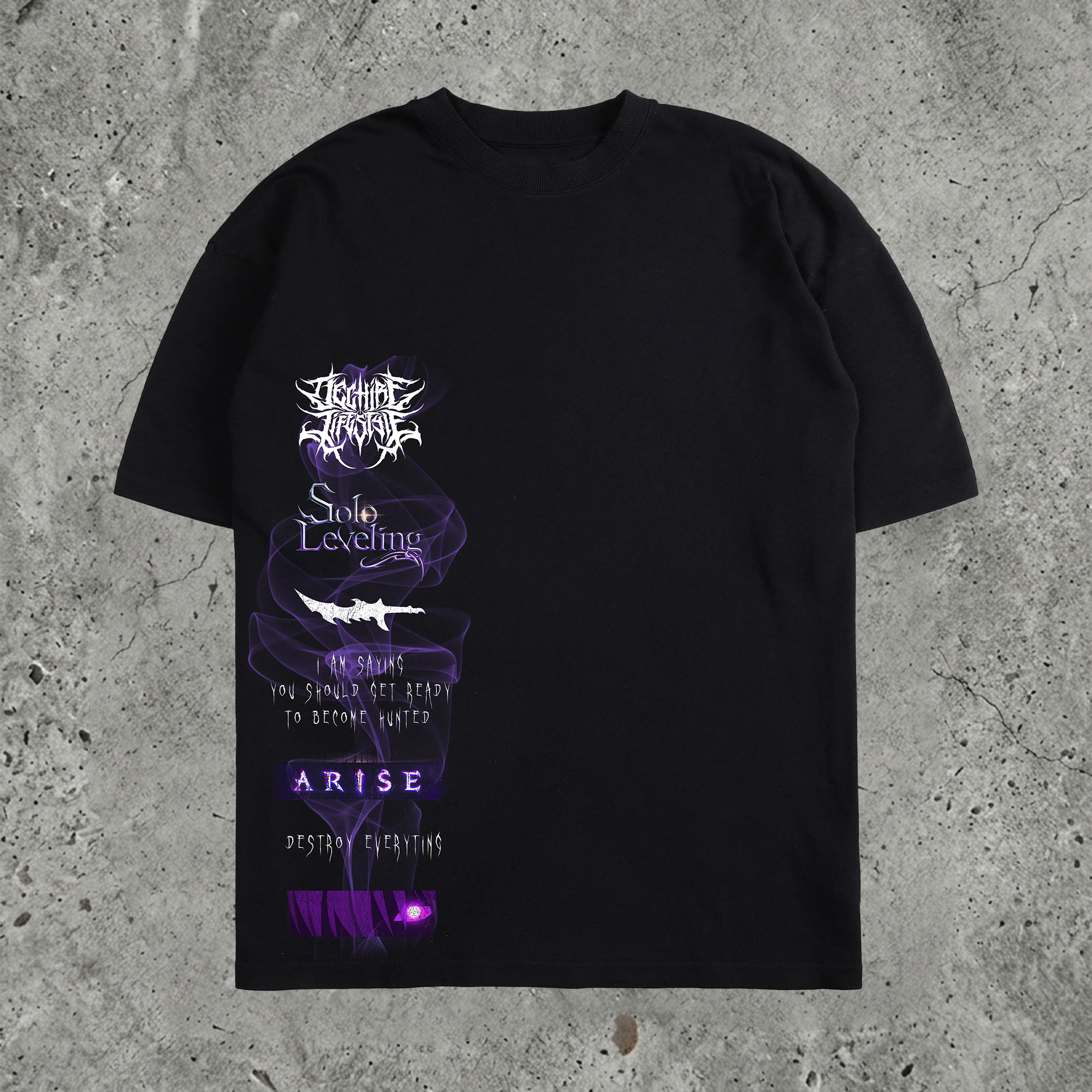 Shadow Hunter Dark Anime Graphic Pure Cotton Washed Oversized Tee
