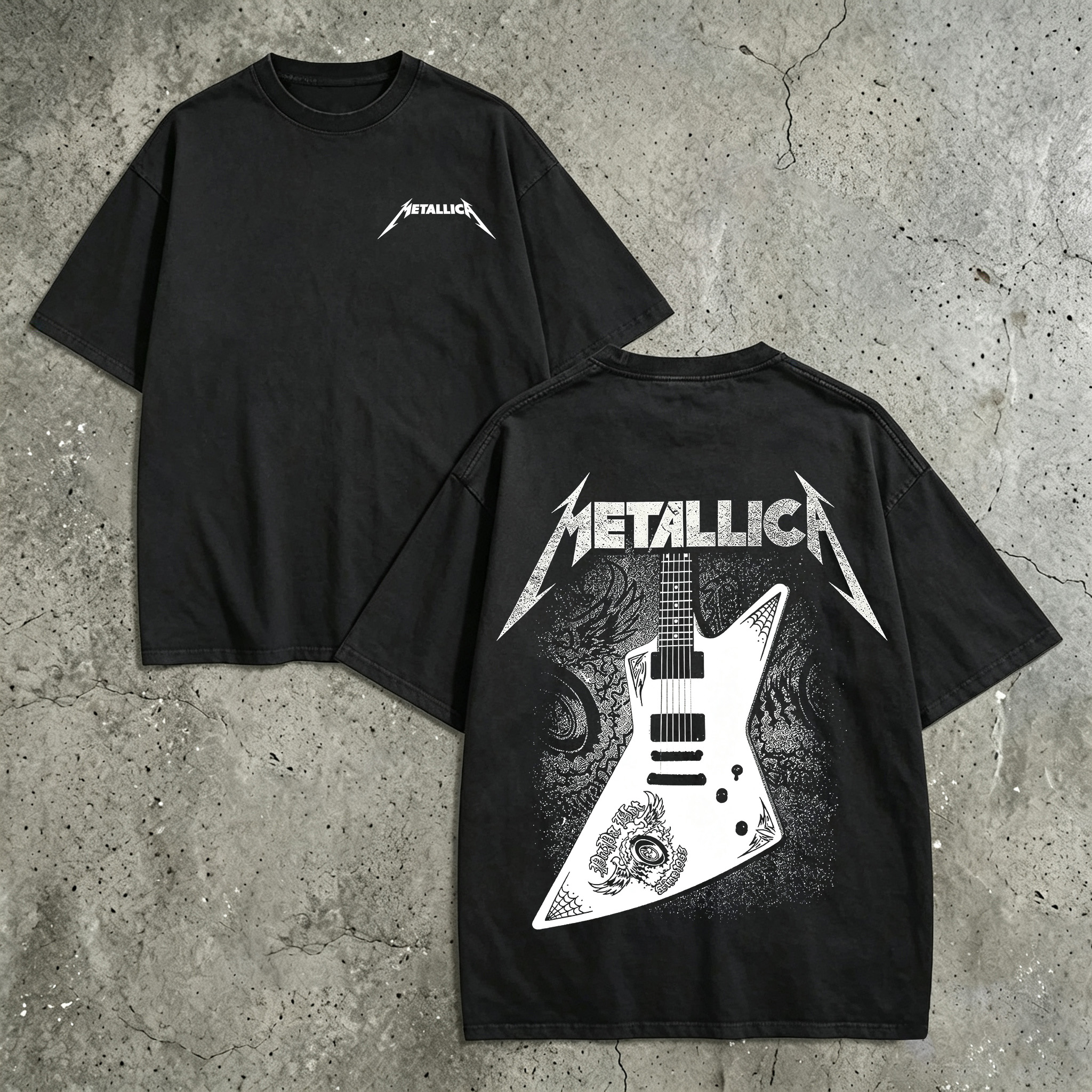 Metallica White Explorer Guitar Graphic Tee