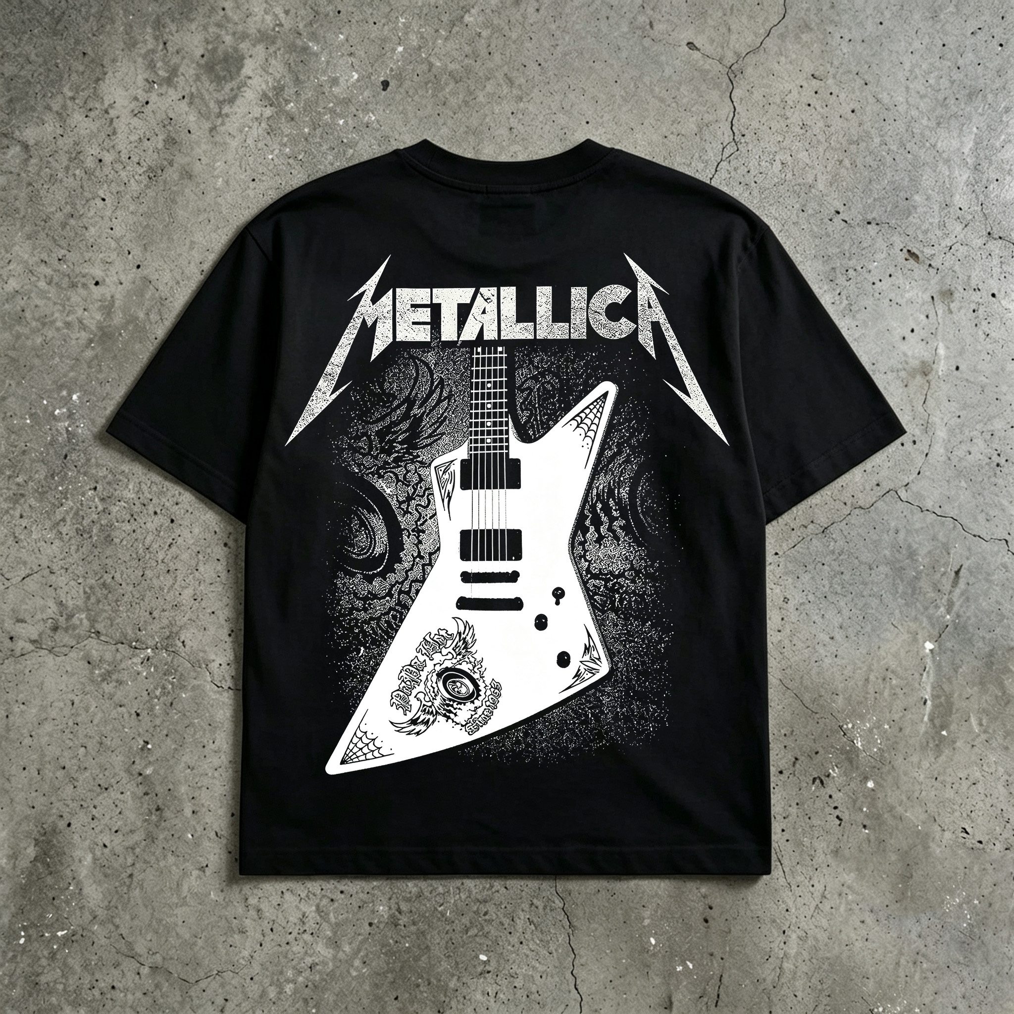 Metallica White Explorer Guitar Graphic Tee