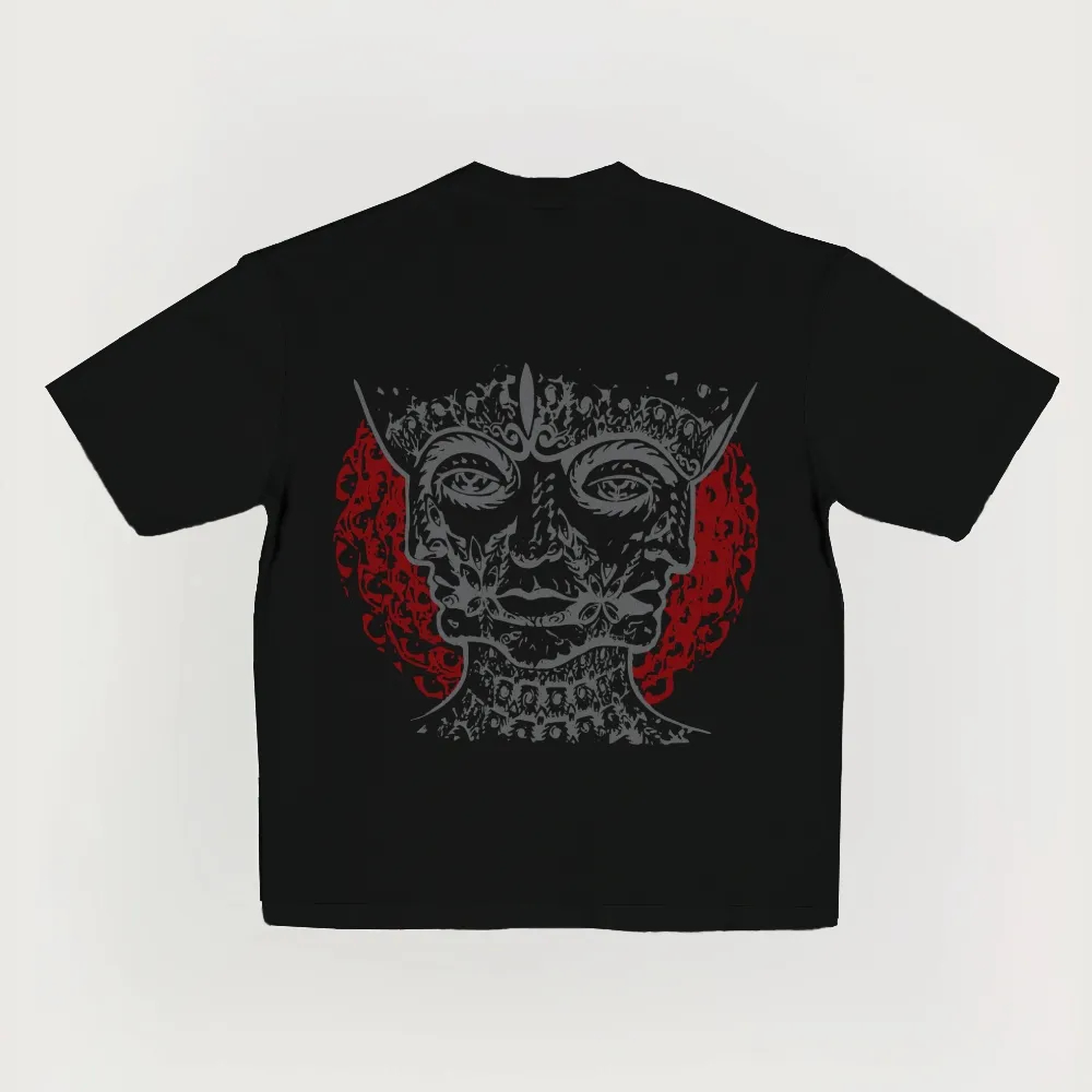 Mystic Tribal Face Oversized Metal Tee