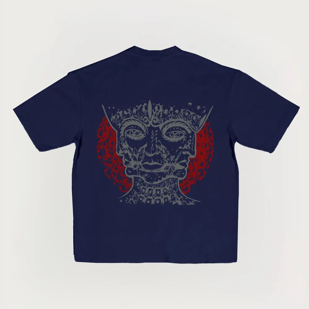 Mystic Tribal Face Oversized Metal Tee