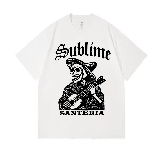 Monochrome Vintage Cowboy Skull Guitar Oversized Tee