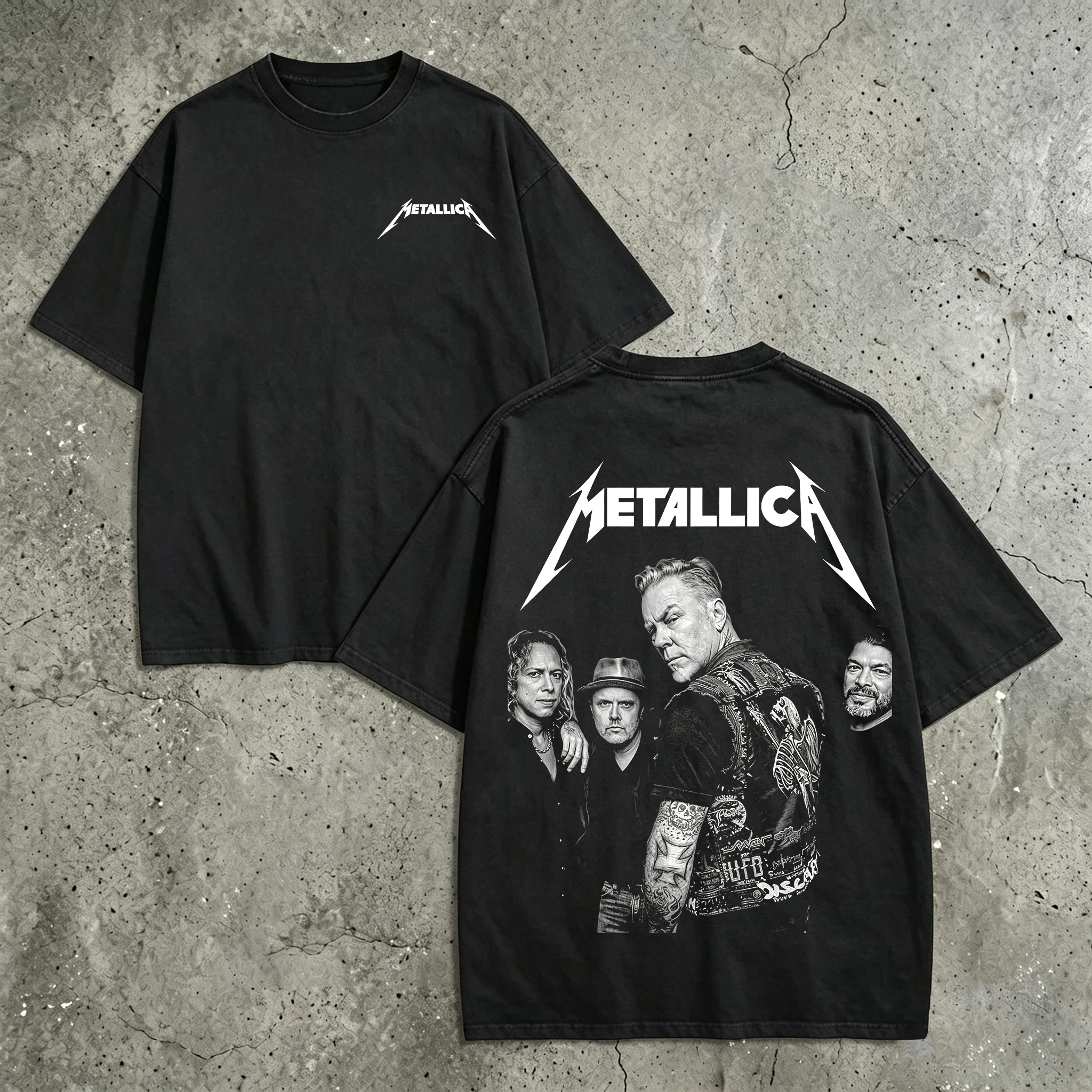 Metallica Band Member Portrait Vintage Tee