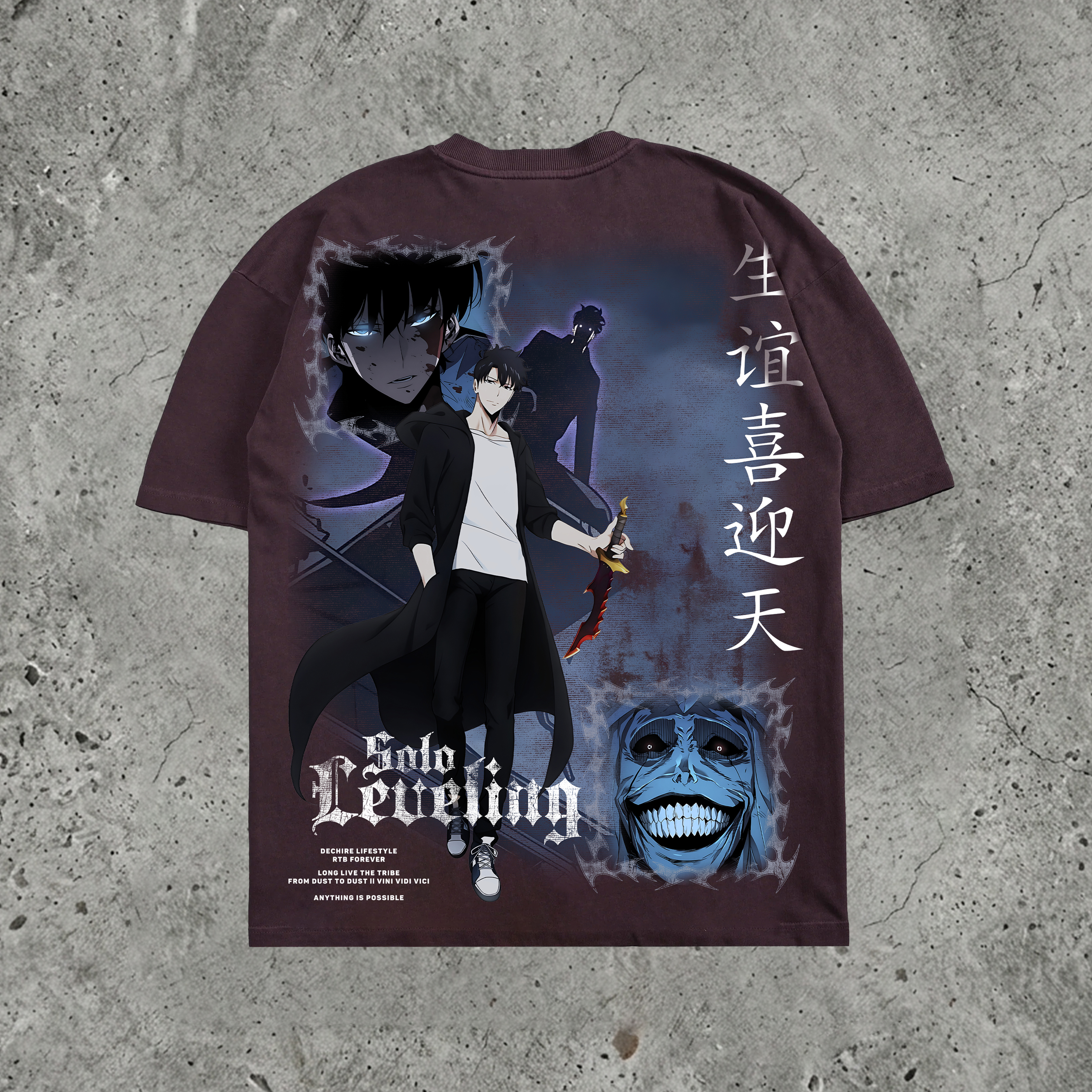 Shadow Hunter Dark Anime Graphic Pure Cotton  Oversized Tee