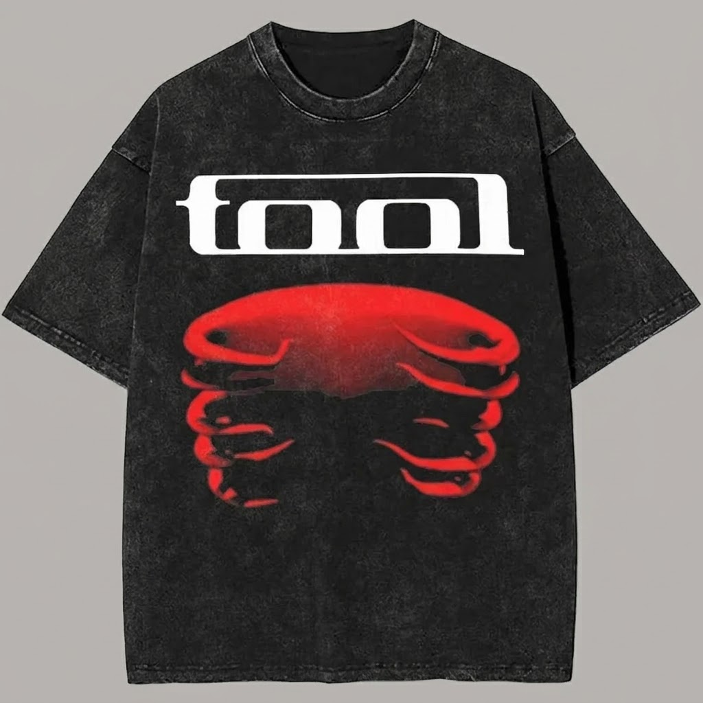 Vintage Red Organ Biomechanical Distressed Rock Tee