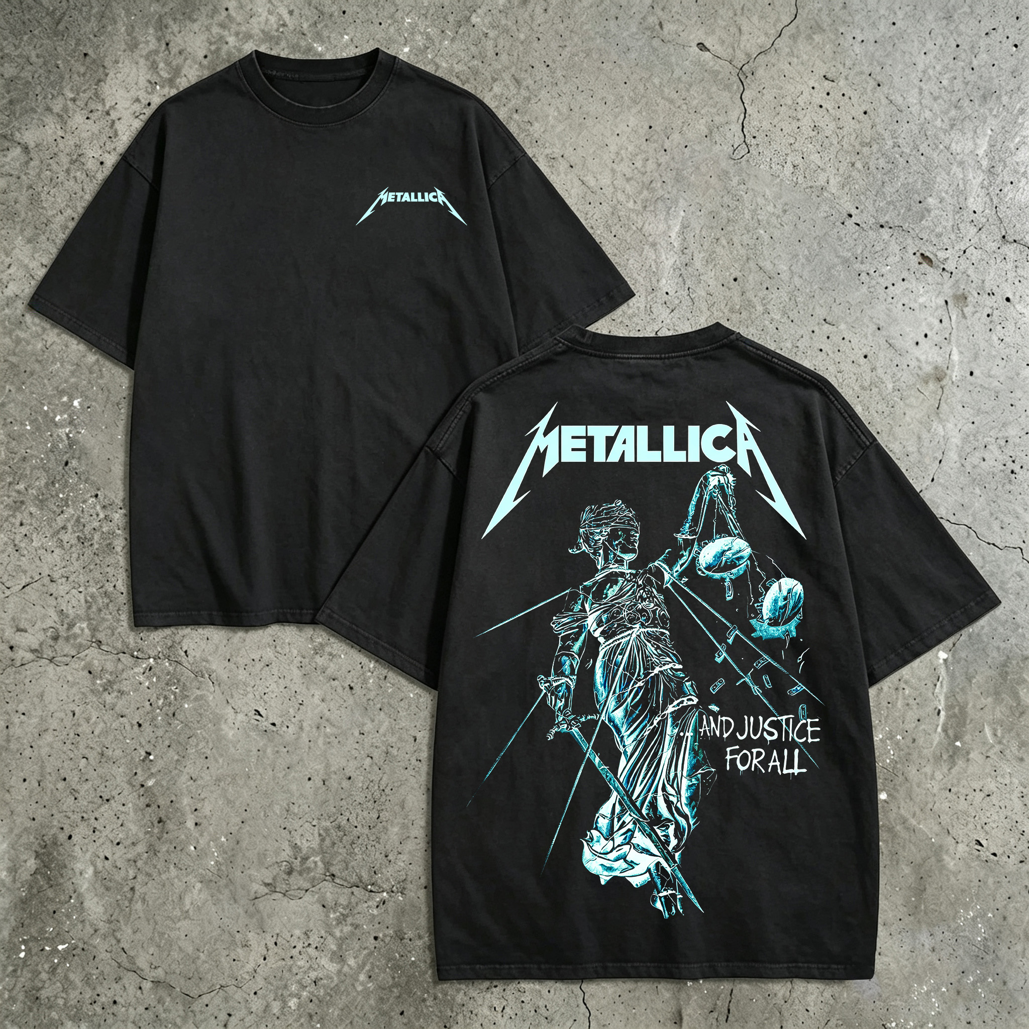 Metallica And Justice For All Cyan Lady Justice Tee