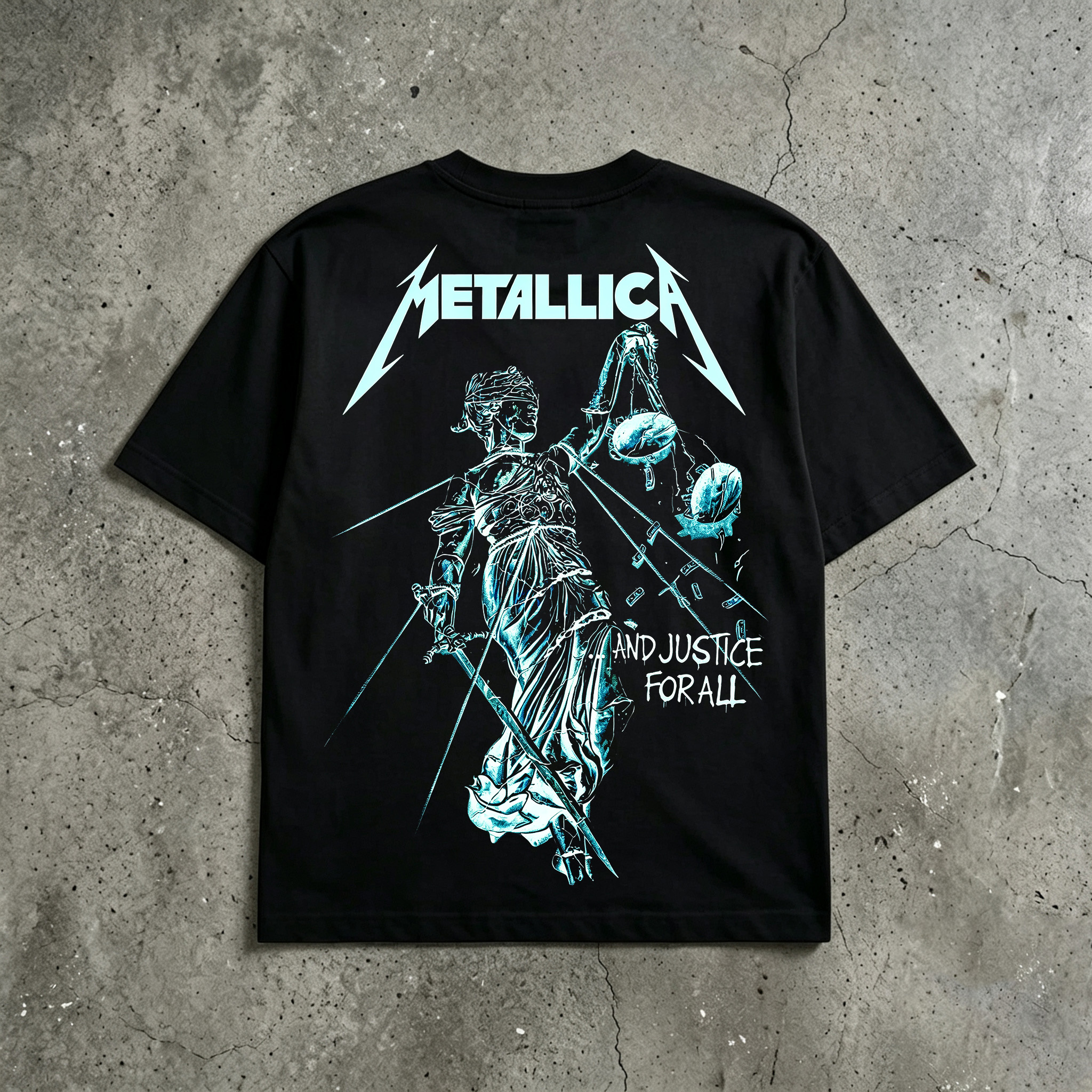 Metallica And Justice For All Cyan Lady Justice Tee