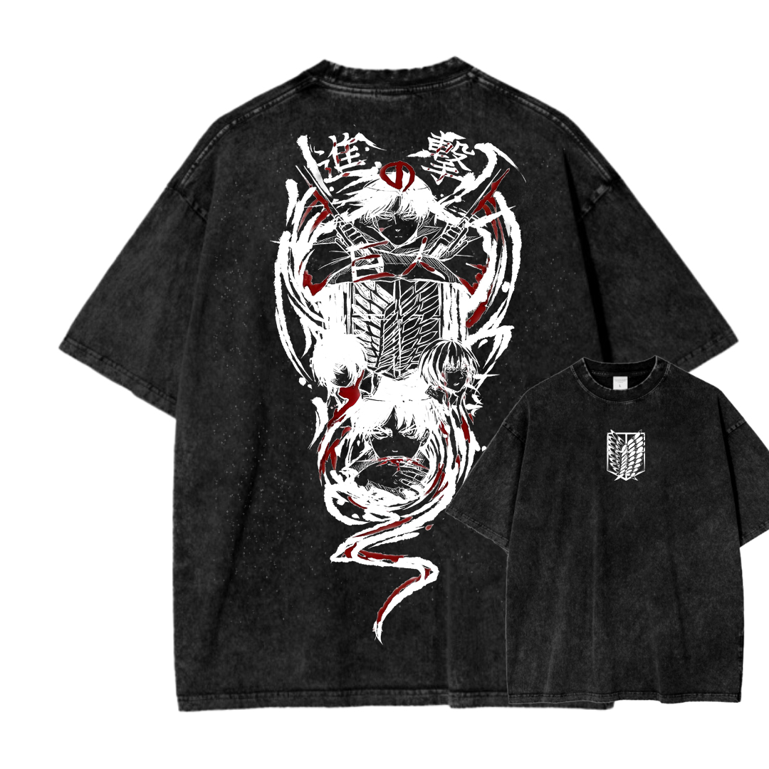 Shingeki No Kyojin Founding Titan Eren Oversized Vintage Washed Tee