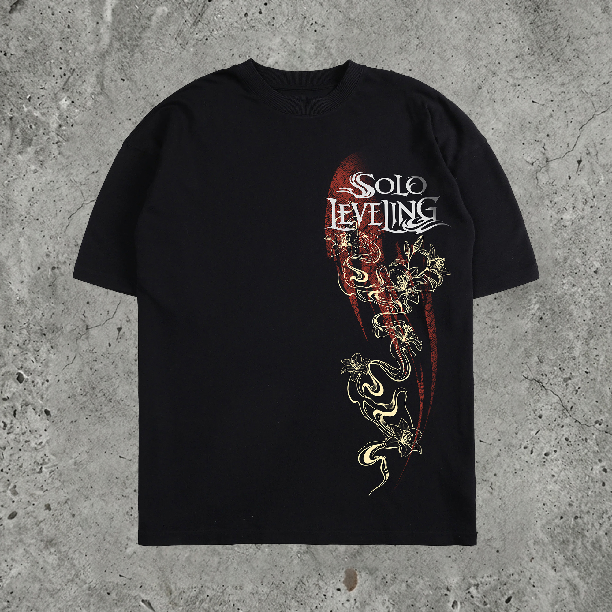 Shadow Hunter Dark Anime Graphic Pure Cotton Washed Oversized Tee
