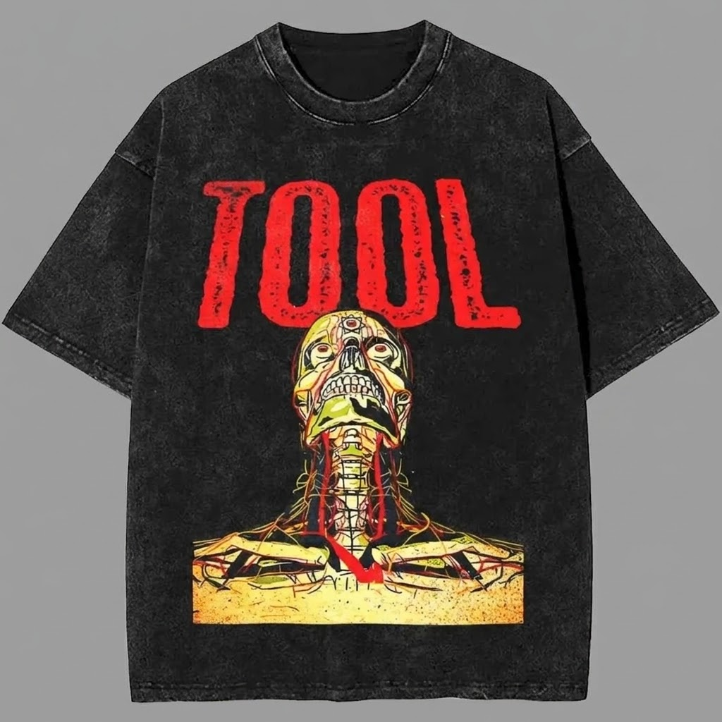 Anatomical Skull Biomechanical Heavy Metal Retro T-shirt
