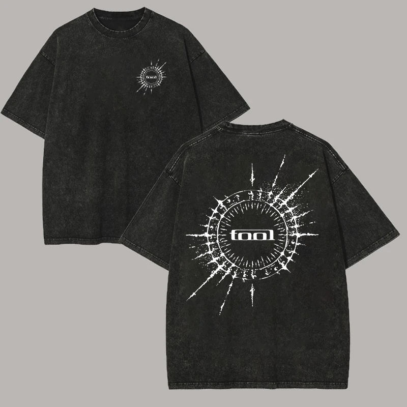Spiky Sun Circle Tool Double Sided Acid Wash Tee