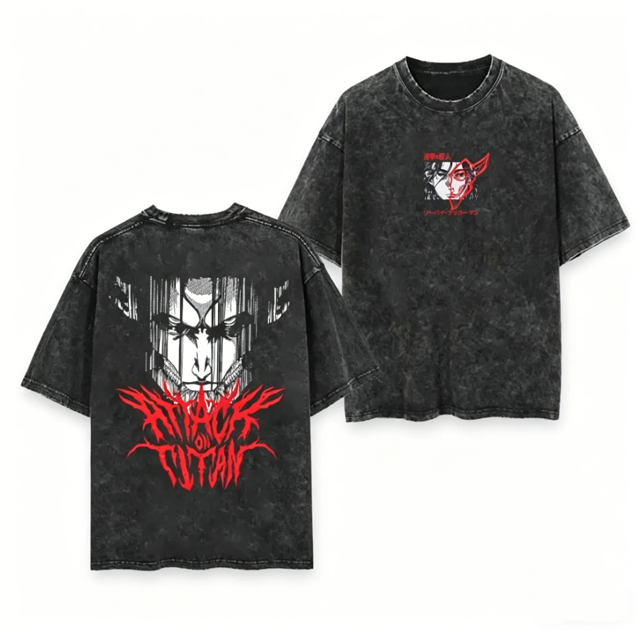 Attack On Titan Dual Print Vintage Washed T-Shirt