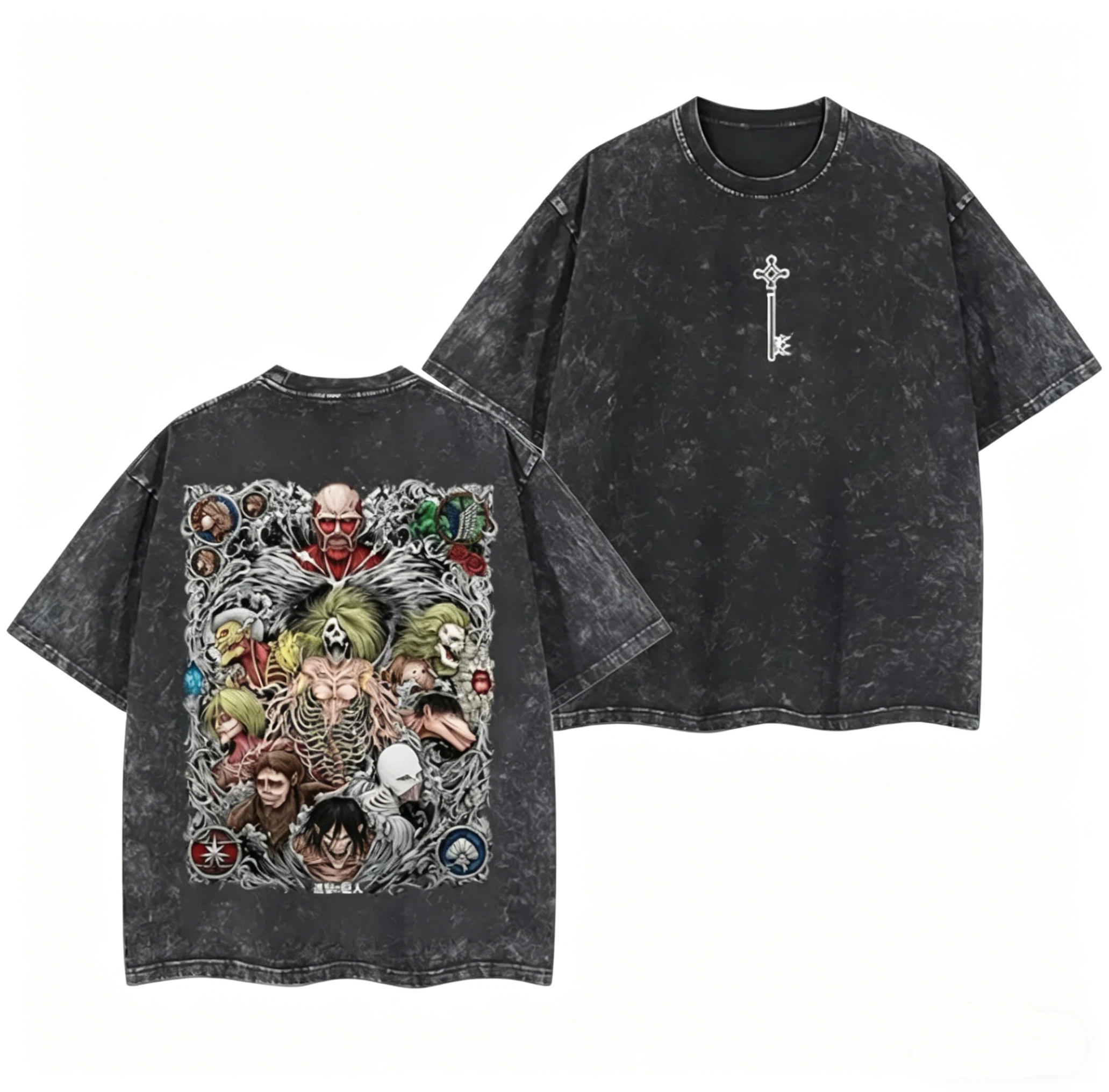 Attack On Titan All Nine Titans Vintage Washed T-Shirt