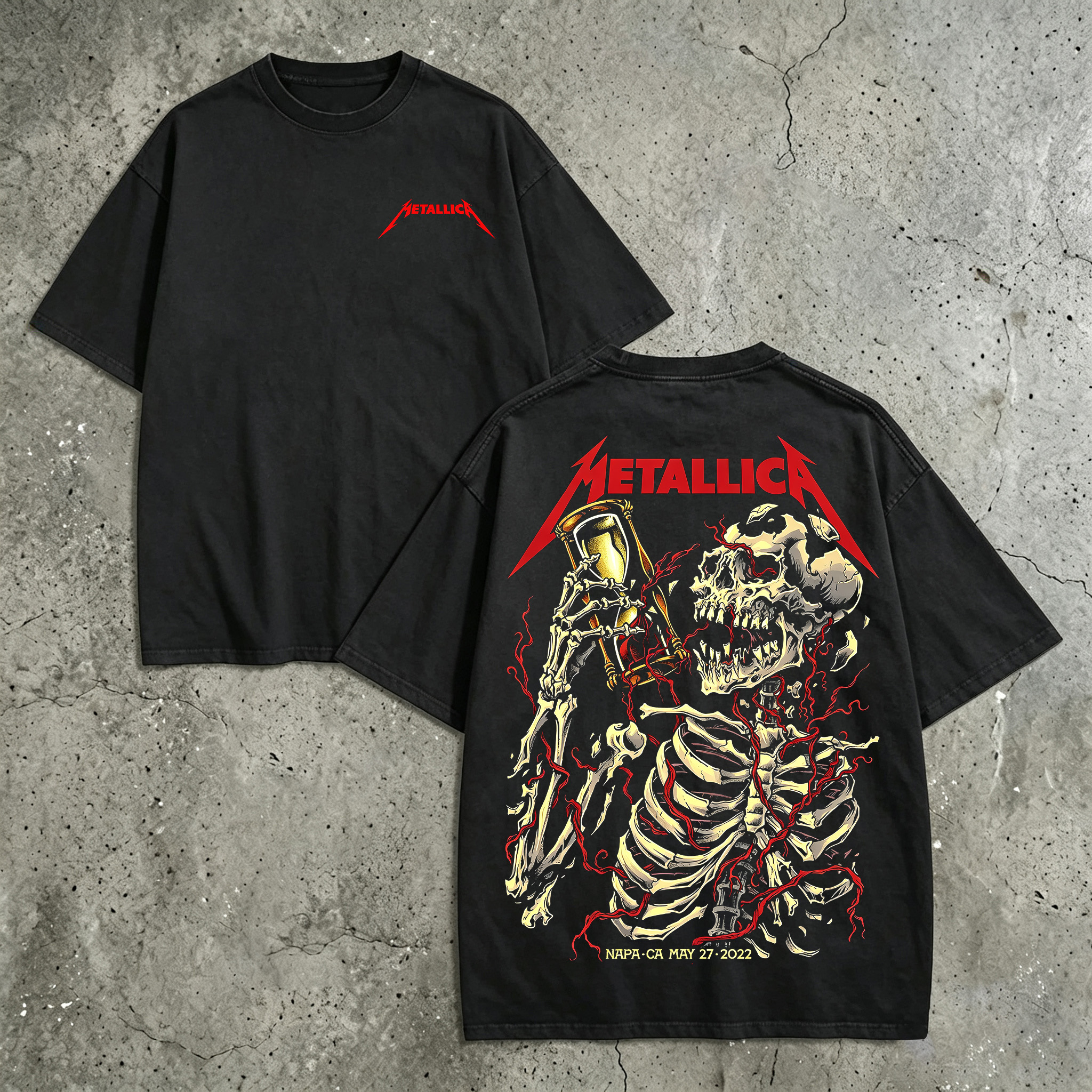 Metallica Hourglass Skeleton Concert Tee