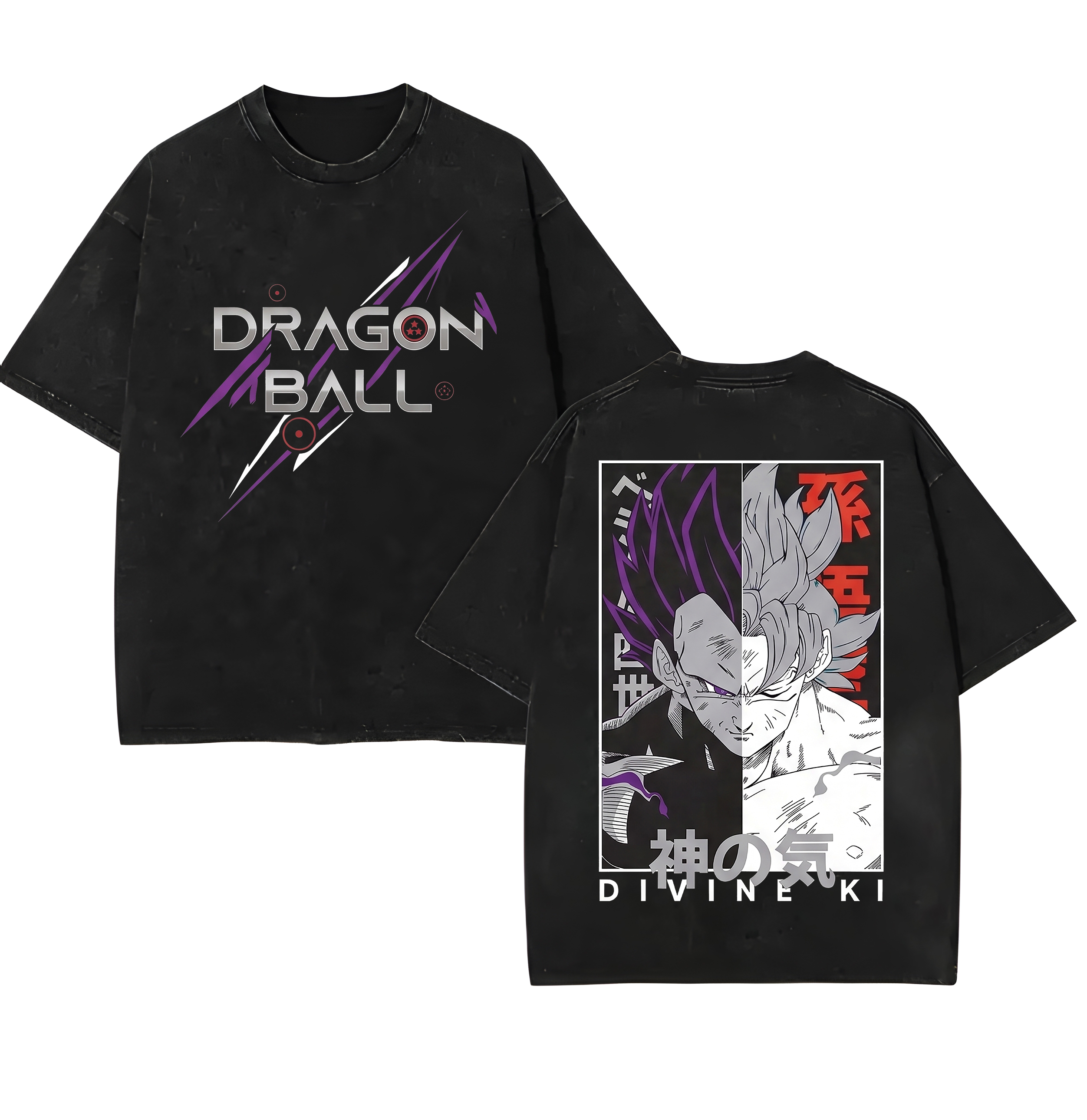 Dragon Ball Split Manga Character Washed Oversized Tee