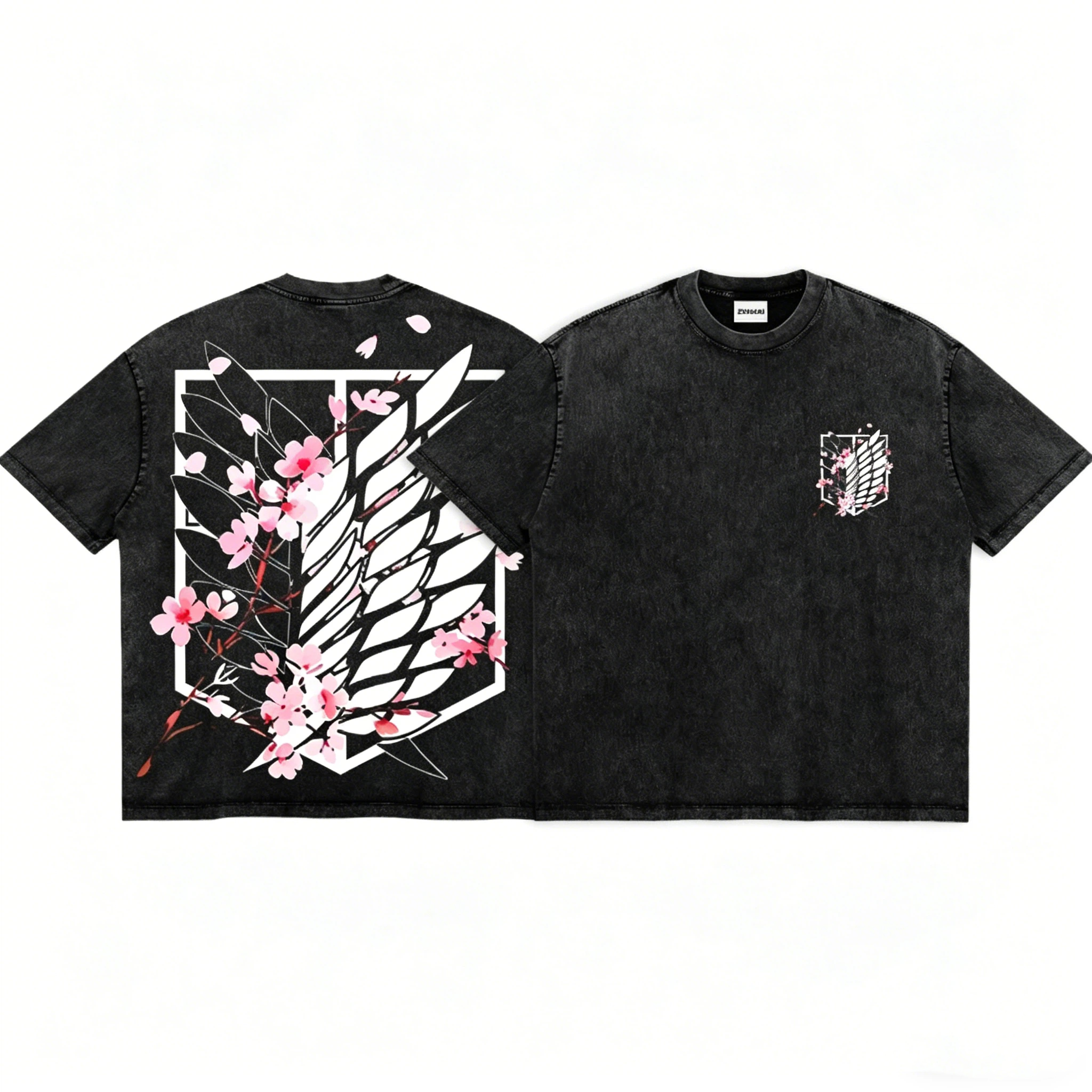 Attack On Titan Sakura Wing Vintage Washed Tee