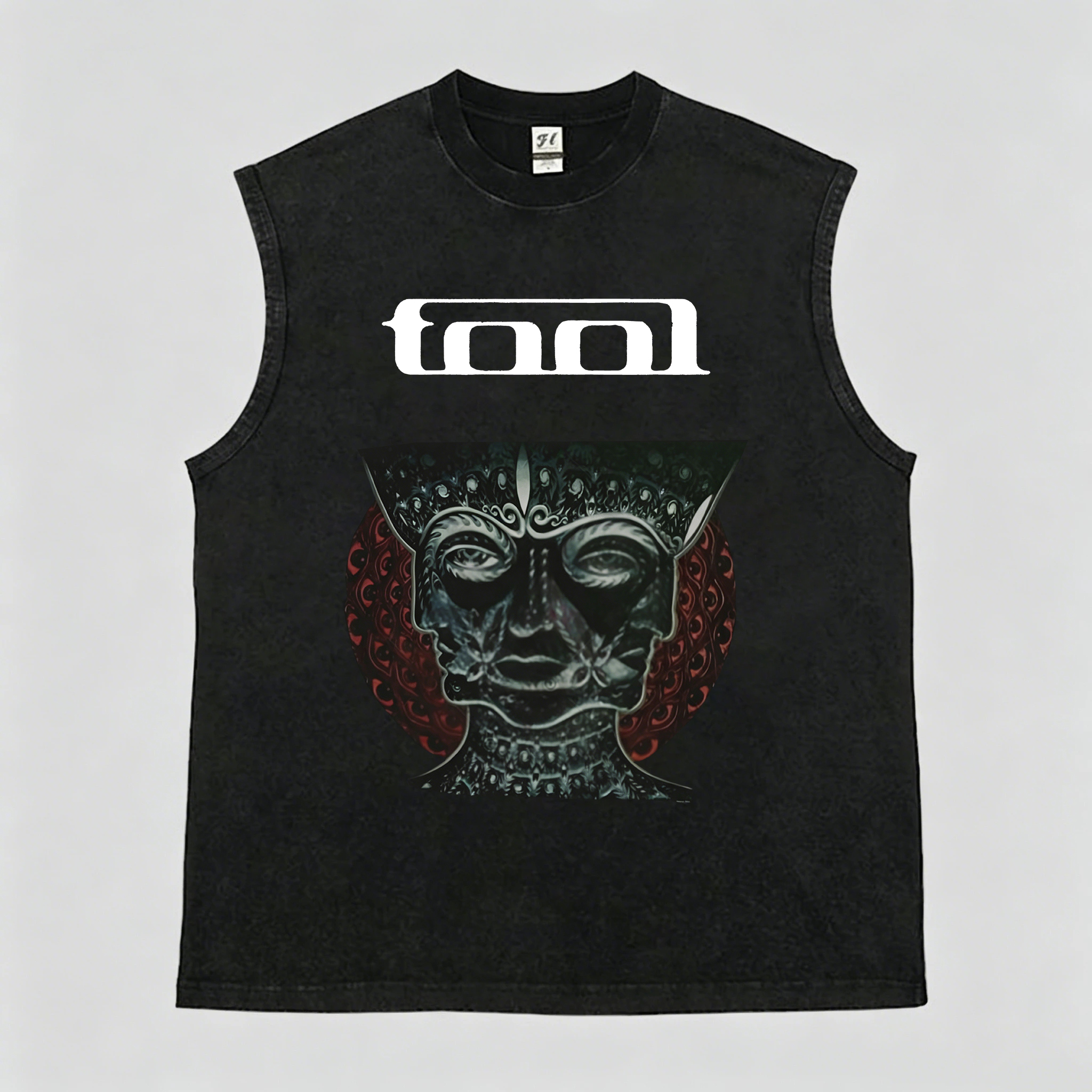 Dark Tribal Mask Oversized Rock Sleeveless Tee
