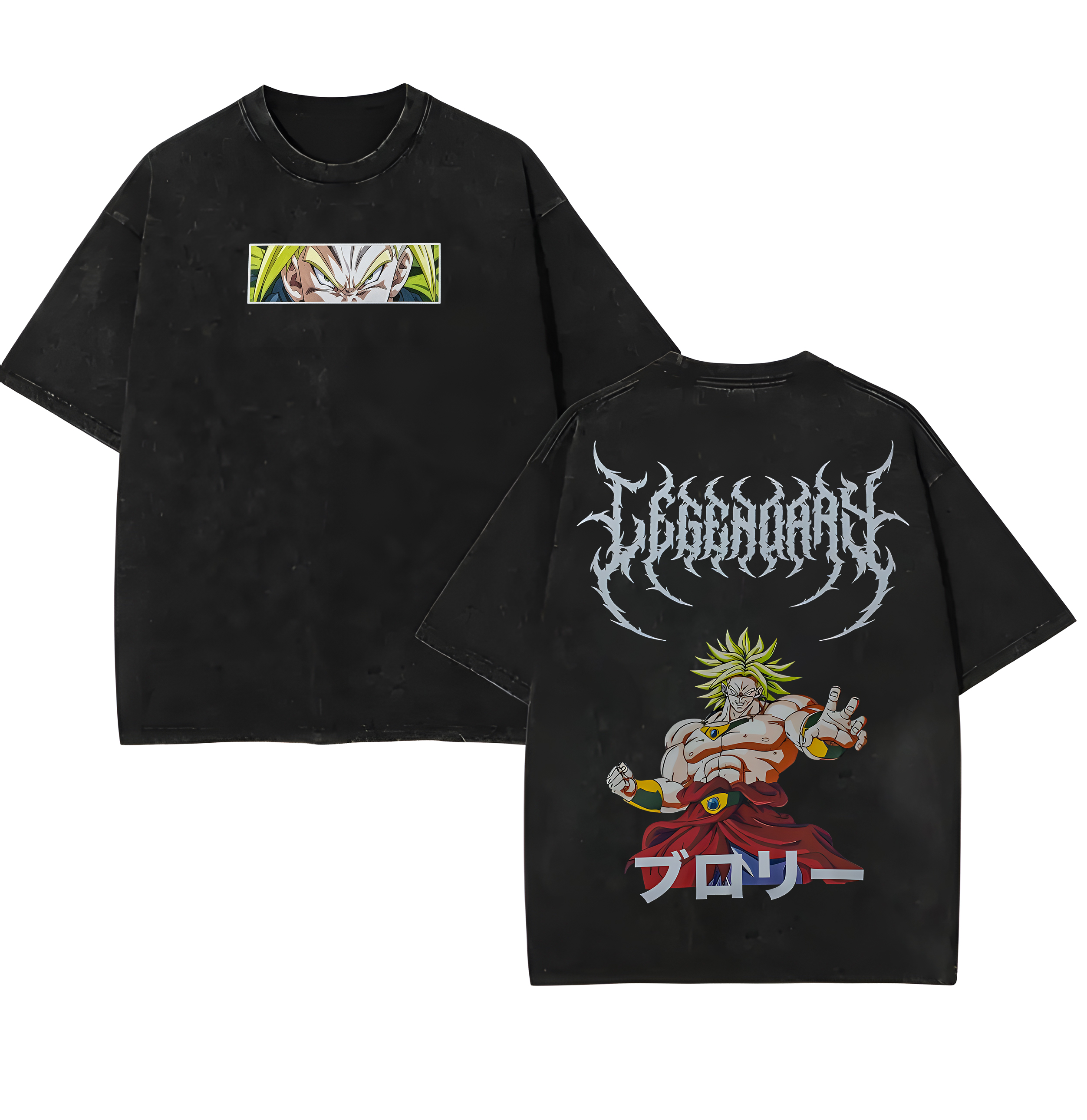 Dragon Ball Broly Gothic Text Washed Oversized Tee