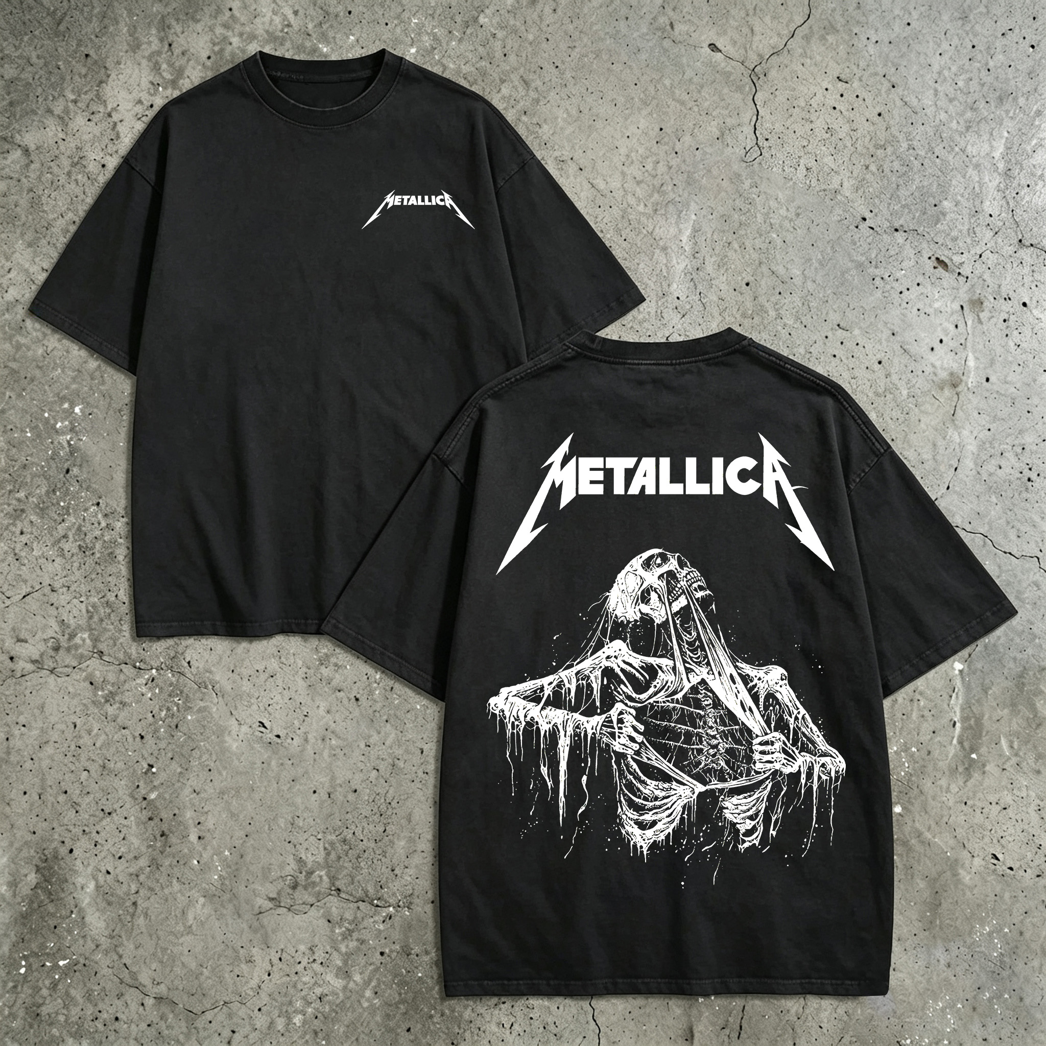 Metallica Dripping Skeleton Horror Graphic Tee