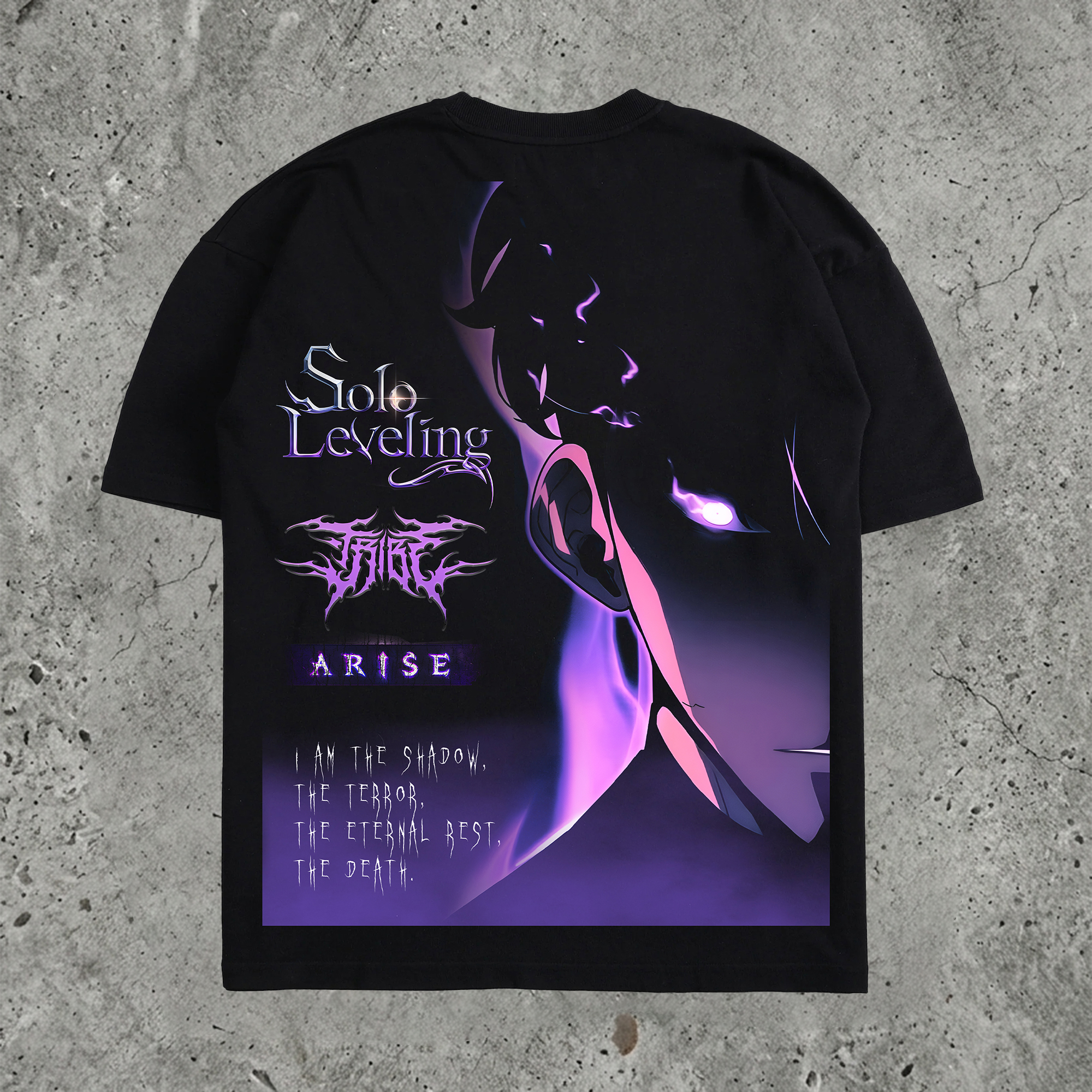 Shadow Hunter Dark Anime Graphic Pure Cotton Washed Oversized Tee