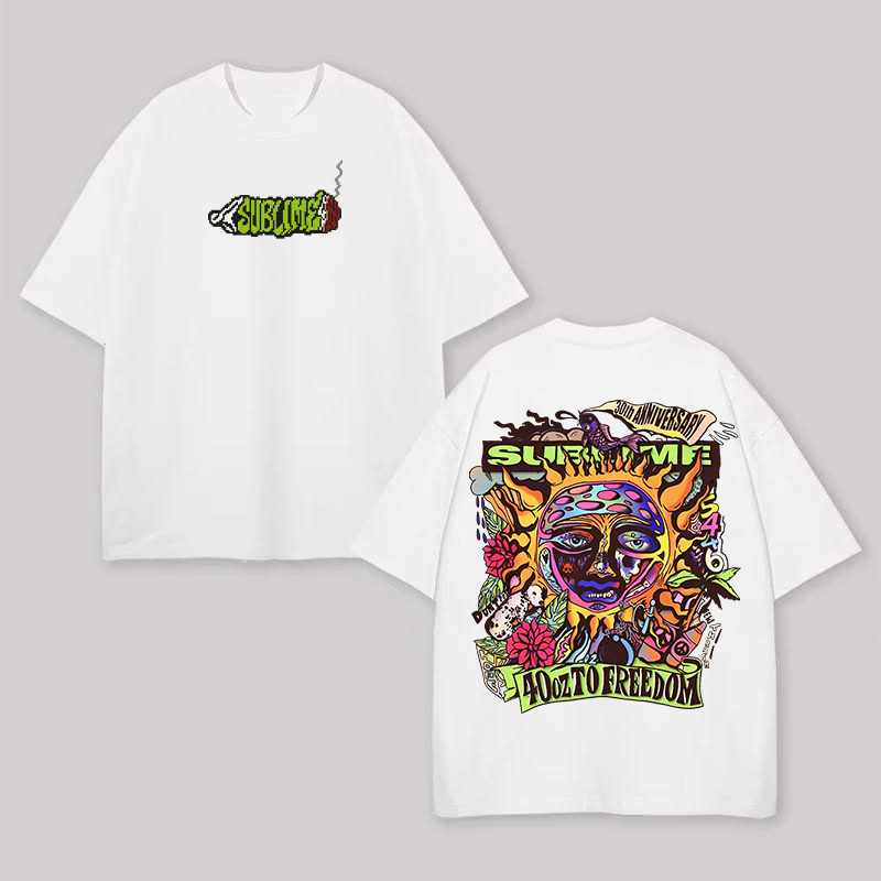 Chest Mini Logo Vibrant Tropical Sun Oversized Tee